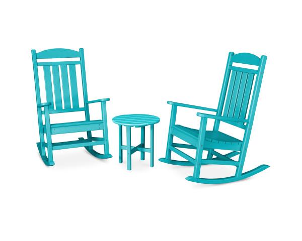 Polywood Aruba Presidential 3-Piece Rocker Set - All-Weather Outdoor Patio Furniture for Garden, Deck & Poolside Relaxation