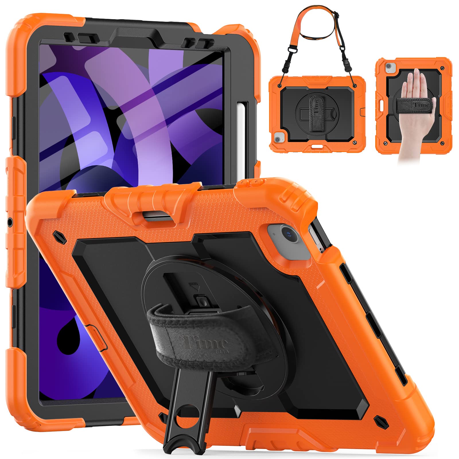 Timecity Shockproof Case for iPad Air 5th/4th Generation (2022/2020 Model) 10.9 Inch with Apple Pencil 2 Holder & Charging Support - Durable Protective Cover for iPad Air 10.9