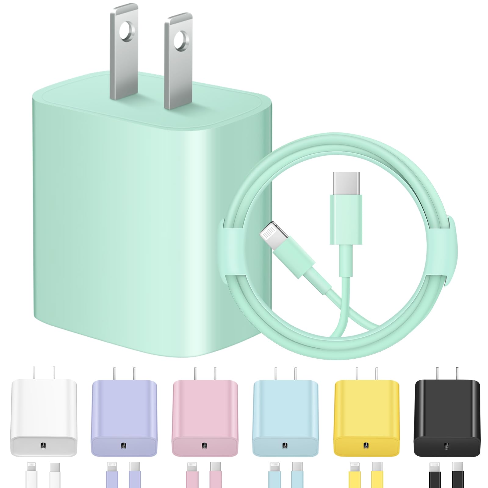 Apple MFi Certified Fast Charger - 20W USB C Wall Charger with 6ft Lightning Cable for iPhone 14/13/12/11 Pro Max/XS/XR/X & iPad - Quick Charge for Home, Office & Travel