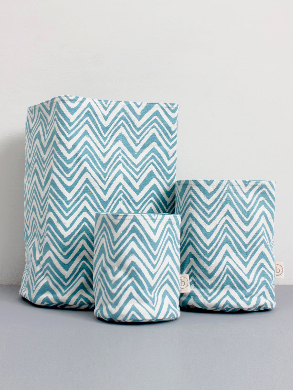 Zig Zag Print Canvas Storage Pots Duck Egg - Stylish Organizer for Home, Office & Craft Room Decor