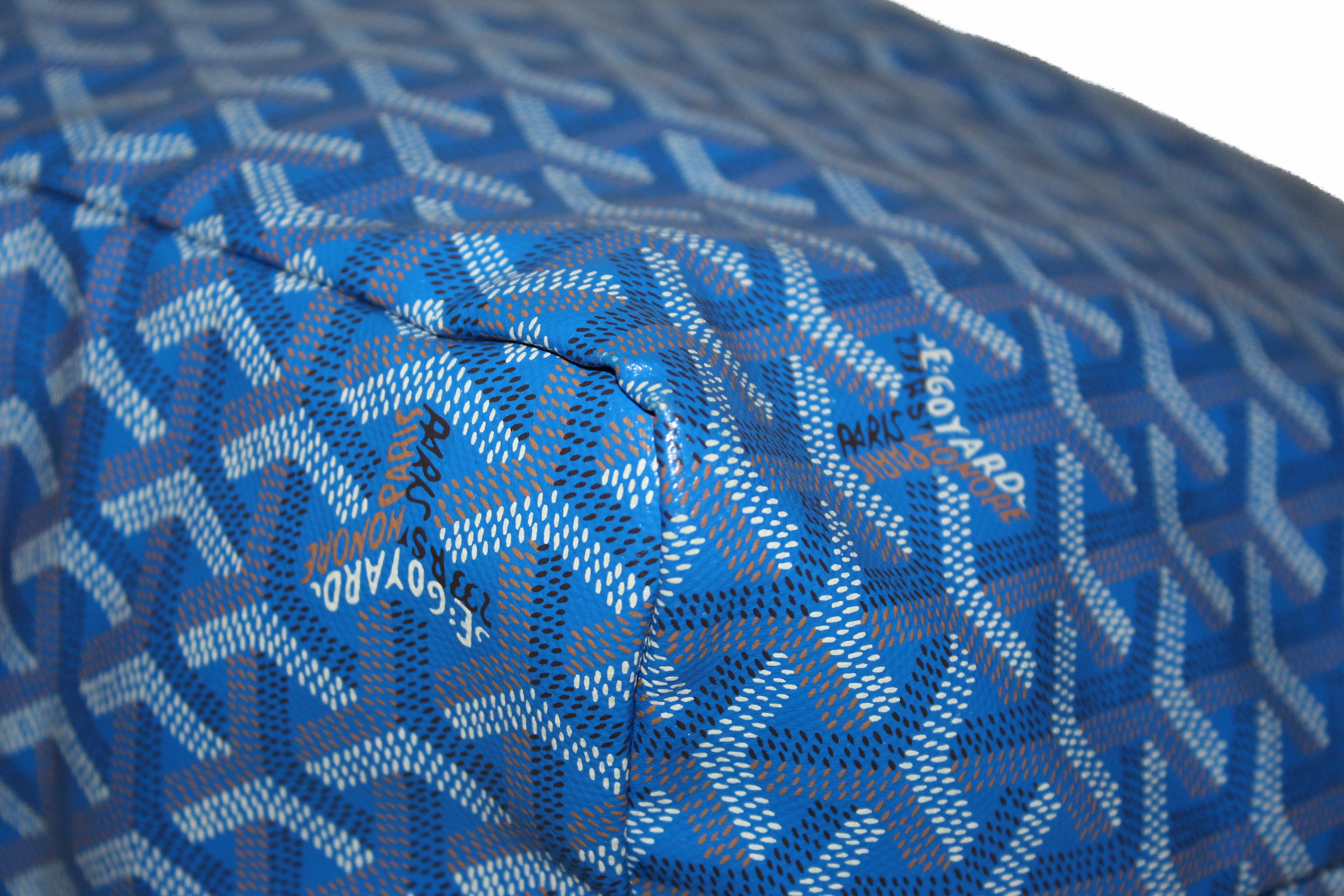 Authentic Goyard St. Louis PM Tote Bag - Blue Chevron Print Coated Canvas Luxury Handbag for Women | Perfect for Work, Travel & Everyday Use