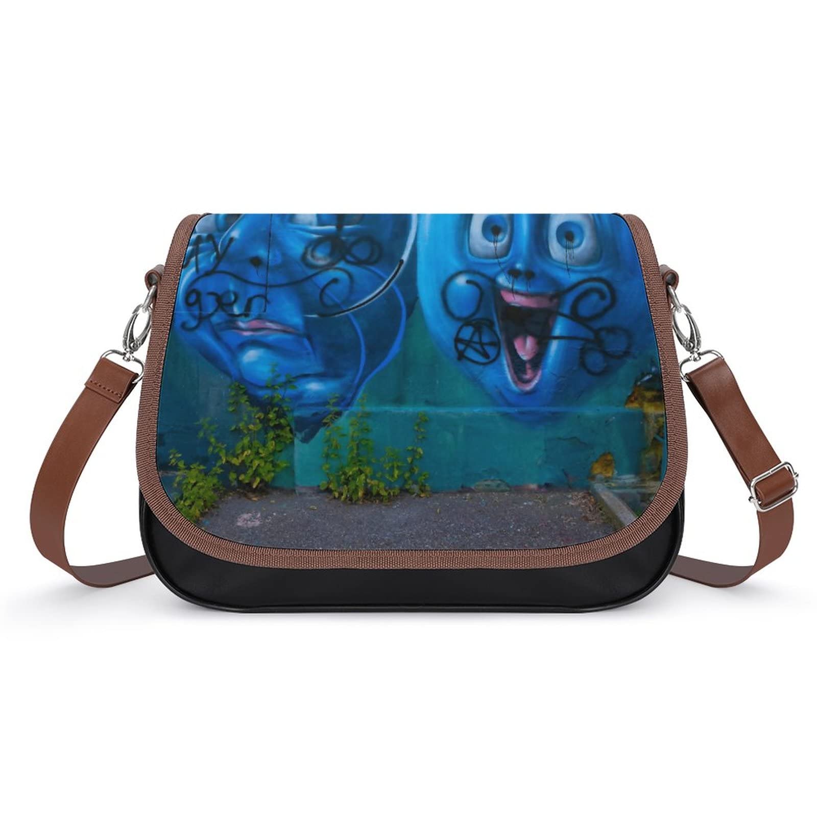 Trendy Printed Crossbody Bags for Women - Fashion Leather Shoulder Satchel Hobo Purse with Humorous Cartoon Doodle Design | Perfect for City Outings, Travel & Daily Use