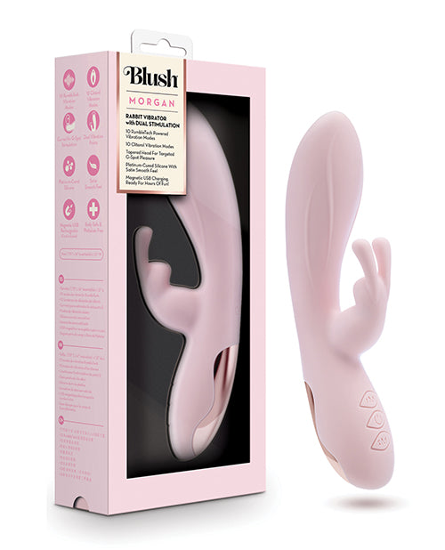 Morgan Rechargeable Silicone Rabbit Vibrator - Blush Collection Pink | Dual Stimulation for Women | Perfect for Couples & Solo Play