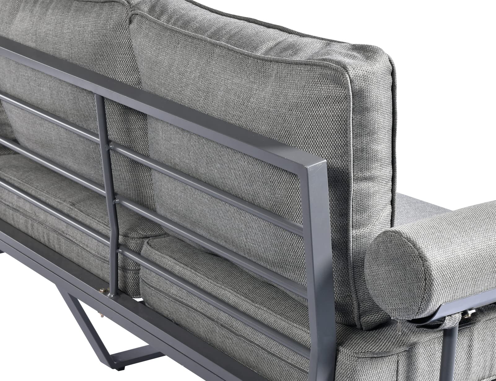 Ovios Outdoor Patio Furniture Set - Aluminum Loveseat with Thick Cushions & High Back Sofa Couch, Black-Grey Conversation Set for Yard, Porch, Deck | Perfect for Garden Relaxation & Outdoor Entertaining