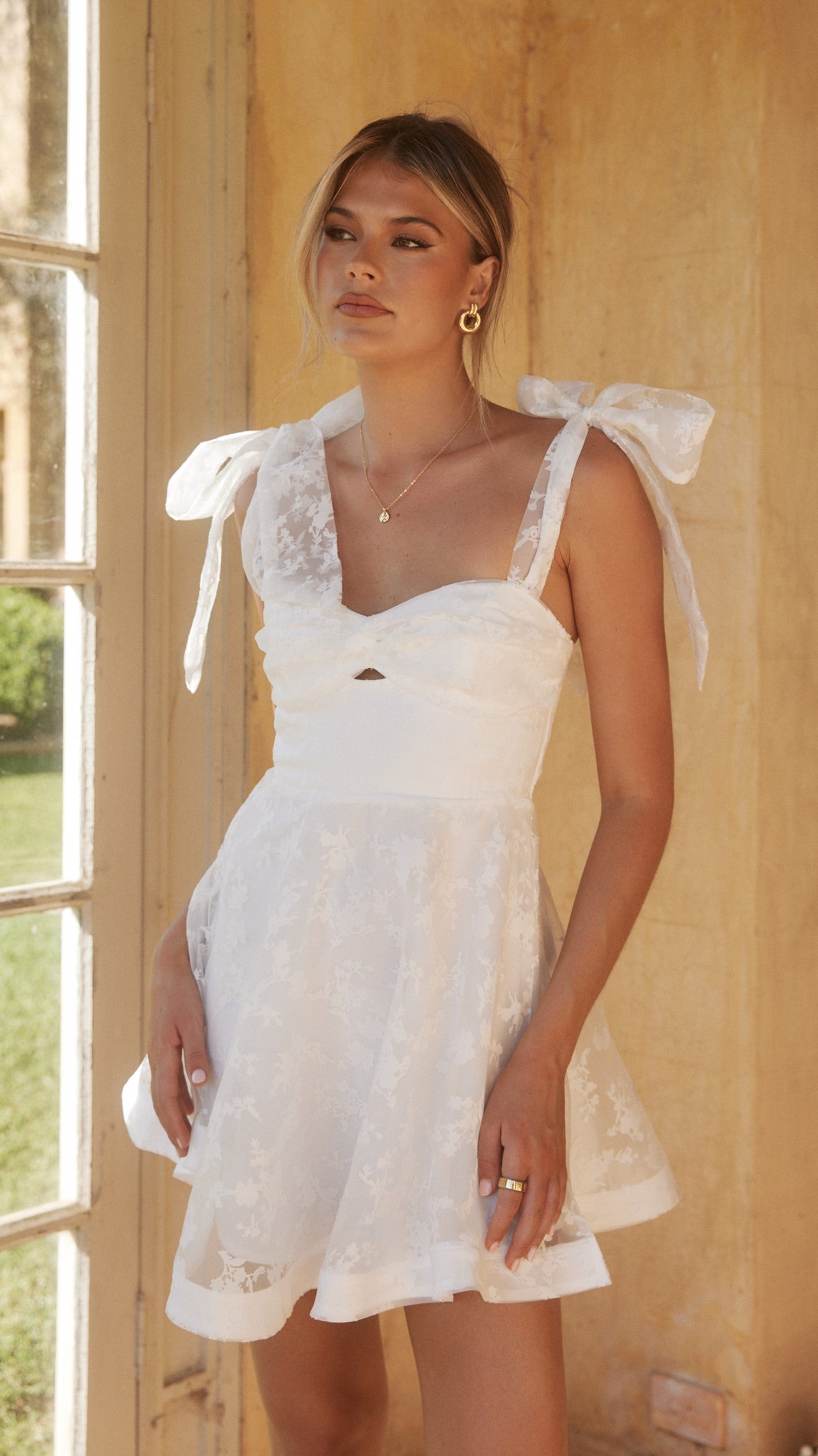 Karis Mini Dress for Women - Elegant White Summer Casual Dress for Beach, Party & Date Night