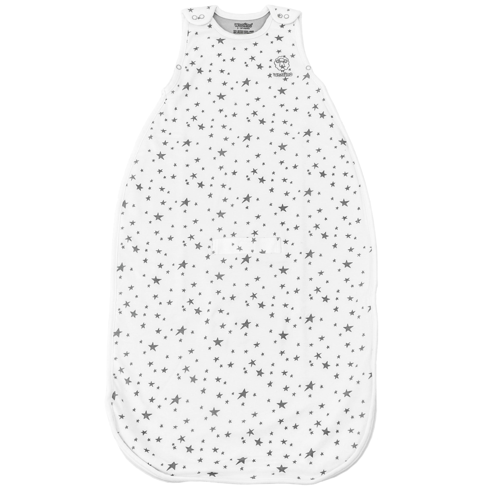 4 Season Baby Sleep Sack - Merino Wool & Organic Cotton for 2 Months to 2 Years | Soft & Breathable Infant Sleeping Bag for Nursery, Daycare & Travel - Star White