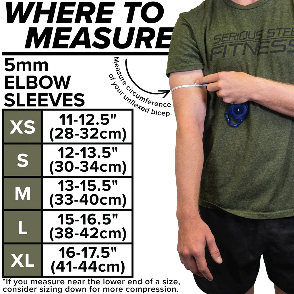 Serious Steel 5mm Neoprene Elbow Sleeves for Weightlifting & CrossFit - Support & Protection for Gym Workouts & Powerlifting
