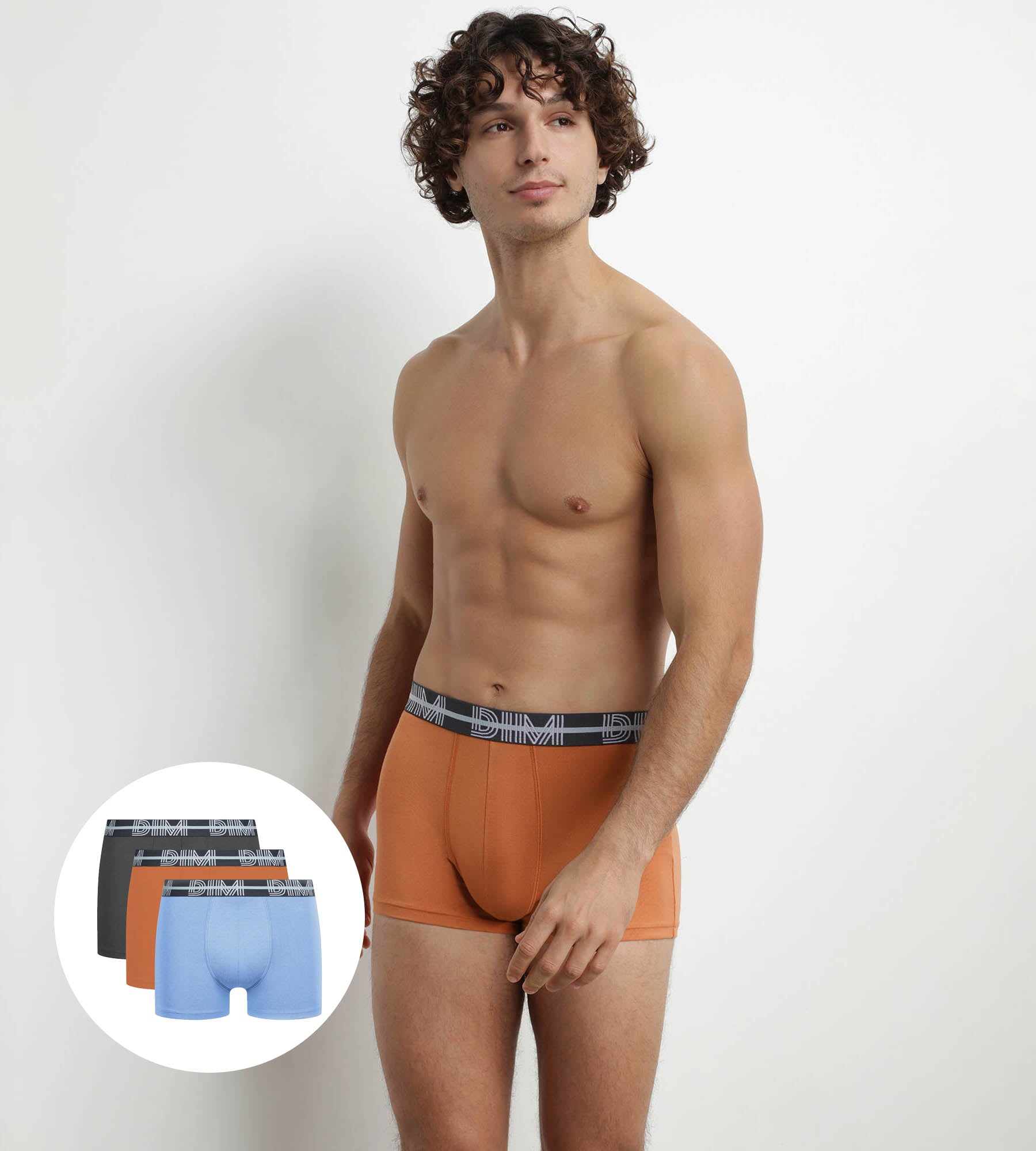 3D Waistband Men's Boxer Briefs 3-Pack - Gray, Blue & Orange - Comfortable & Breathable Underwear for Daily Wear, Gym & Sports