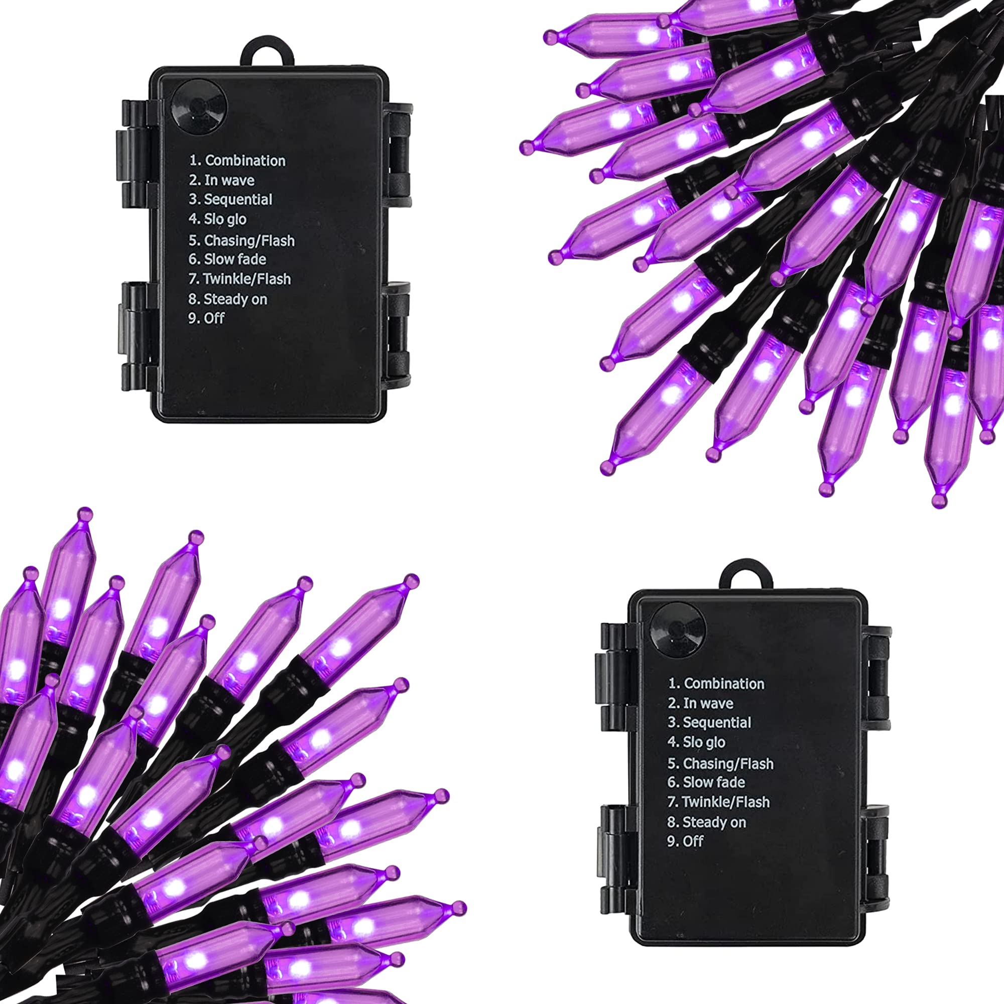 **FUNPENY Halloween 50 LED Clear Mini String Lights - 16 FT Battery Operated Waterproof Fairy Lights with 8 Lighting Modes - Indoor Outdoor Garden Party Decorations (Purple, 2 Pack) - Perfect for Halloween, Christmas, Weddings & Home Decor**