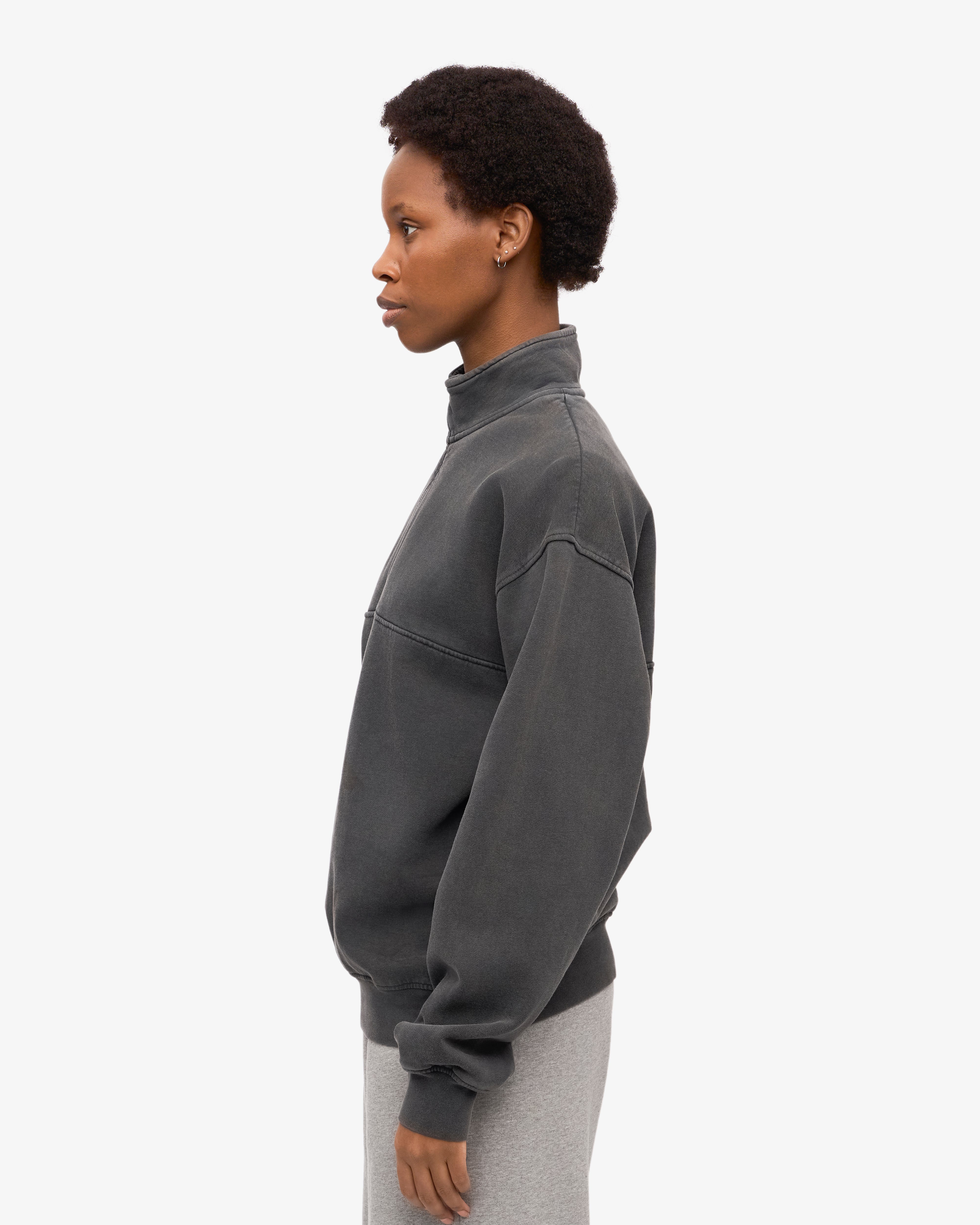 Organic Quarter Zip Sweatshirt for Men & Women | Faded Black | Soft & Comfortable Pullover | Perfect for Casual Wear, Outdoor Activities & Layering