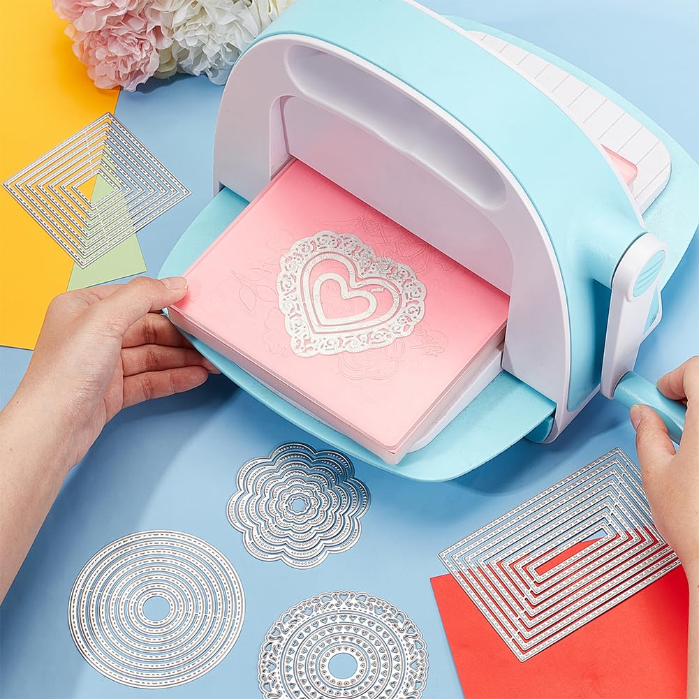 BENECREAT 6 Sets Cutting Dies - 38pcs Metal Stencils for Scrapbooking, Card Making & DIY Crafts - Floral, Heart & Square Embossing Dies for Mother's Day, Wedding Invitations & Photo Albums