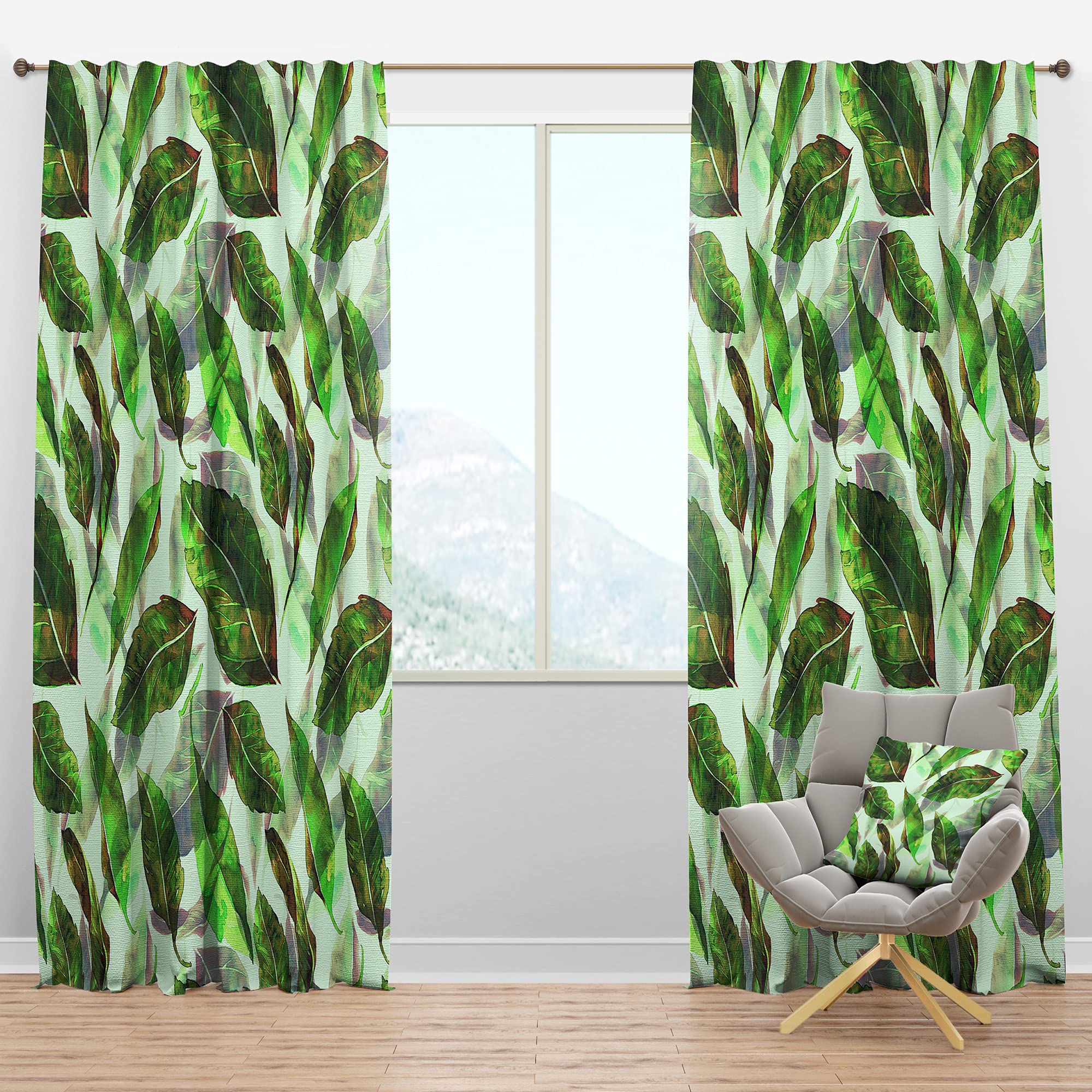 DesignQ Blackout Curtains 'Leaves Pattern' - Thermal Insulated Single Panel (52x63 inches) for Bedroom & Living Room - Noise Reducing & Energy Saving Window Drapes for Better Sleep & Temperature Control