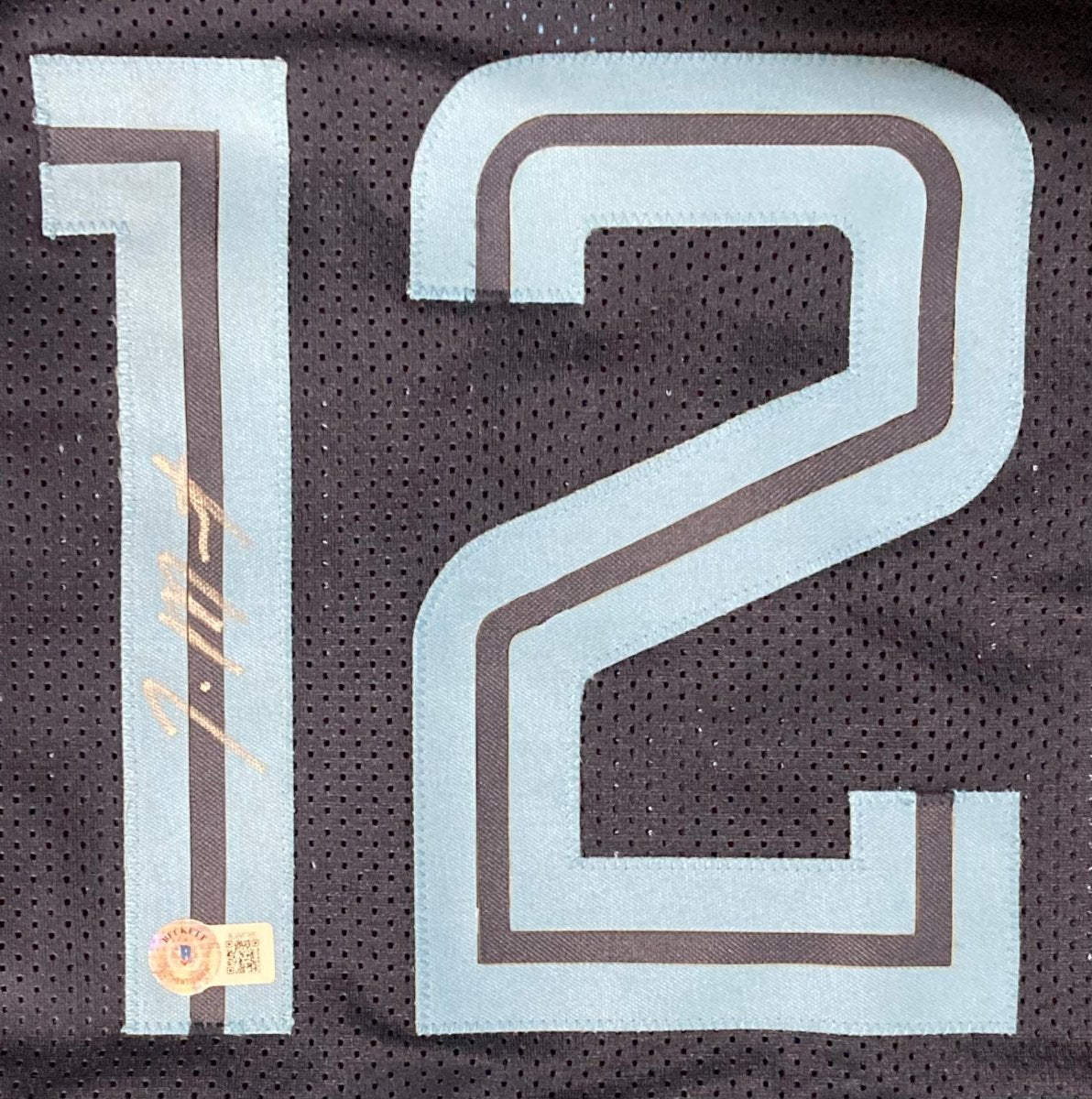 Authentic Ja Morant Signed Navy Blue Pro Style Basketball Jersey - Limited Edition Collectible for Fans & Memorabilia Enthusiasts - Perfect for Display, Gifting, and Game Day