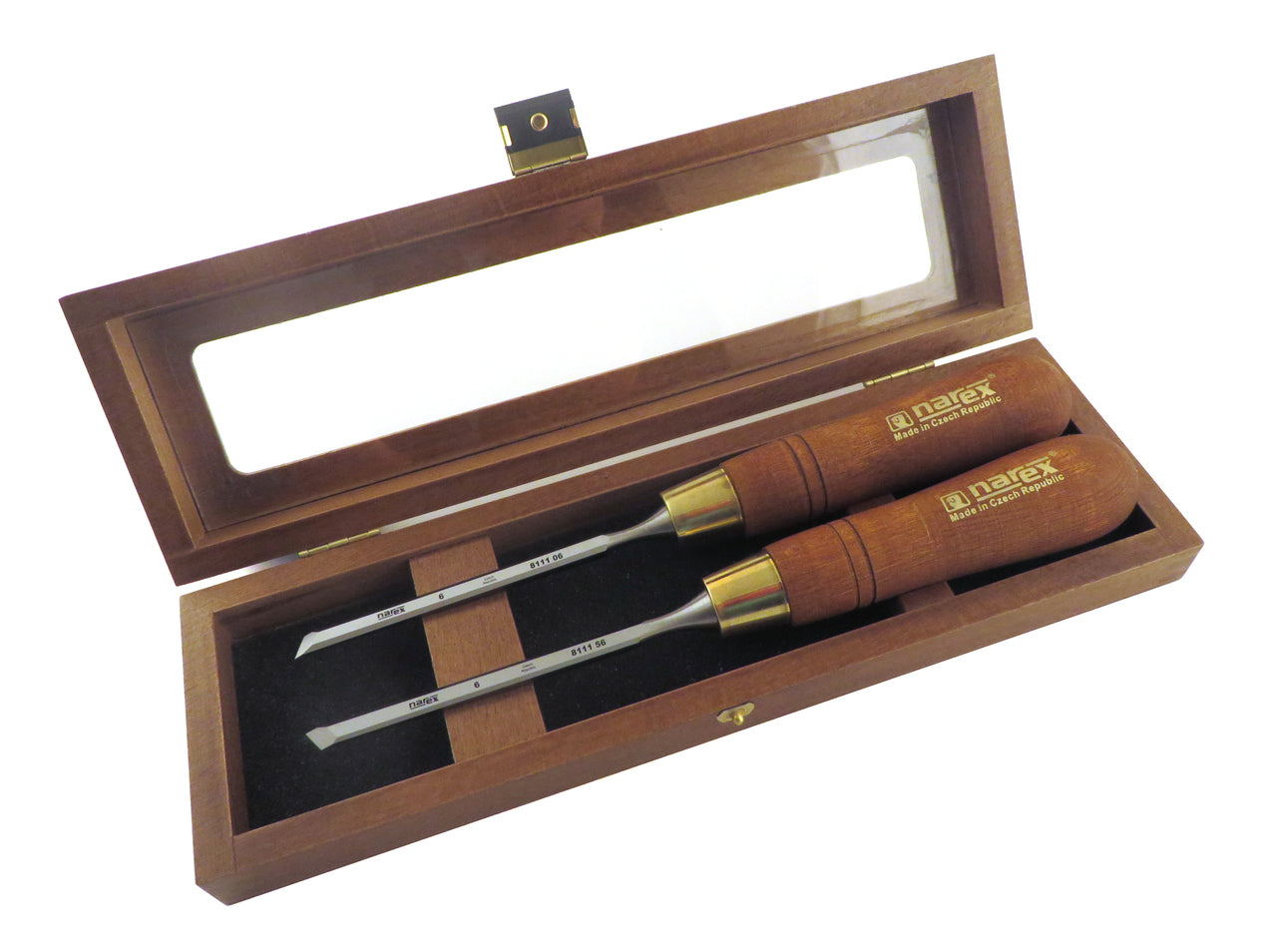 Premium Narex Left & Right Skew Chisel Set - 6-Piece Woodworking Tools in Wooden Gift Box - Perfect for Fine Wood Carving, Cabinet Making & DIY Projects