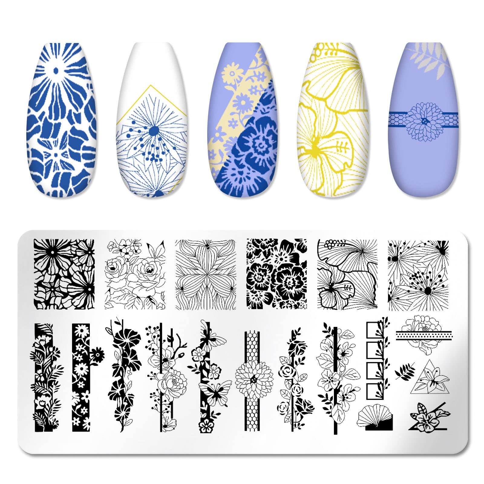 JERCLITY 6pc Nail Art Stamping Kit with Butterfly, Heart & Flower Designs - Professional Nail Stamping Plates for Manicures, Perfect for Holidays & Special Occasions
