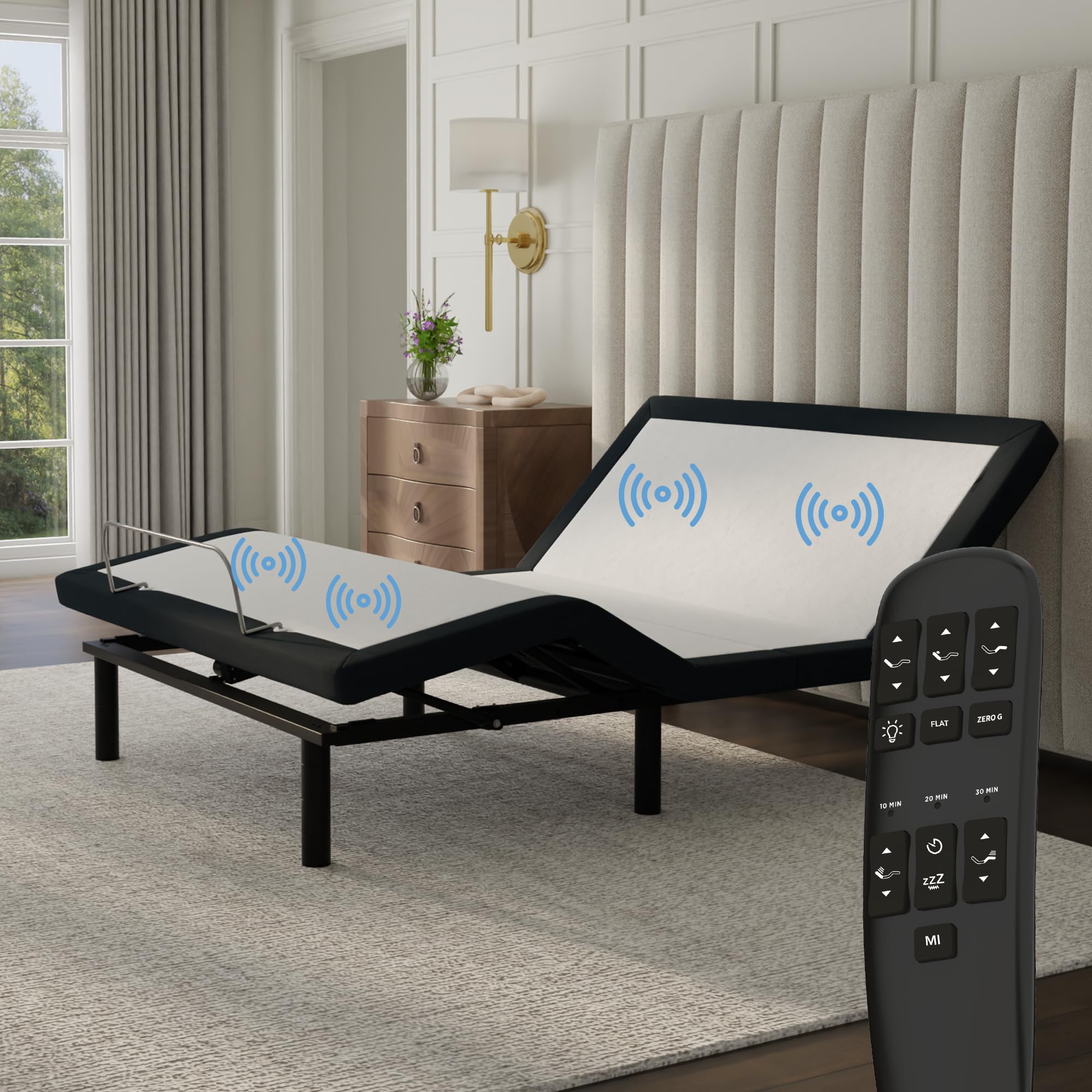 Blissful Nights E4 Queen Adjustable Bed Base Frame with Massage, Anti-Snore & Zero Gravity - Dual USB Charging, Under Bed Nightlight, Wireless Remote - Easy No-Tool Assembly for Ultimate Comfort & Relaxation | Perfect for Home, Office, Guest Room & Senior Care