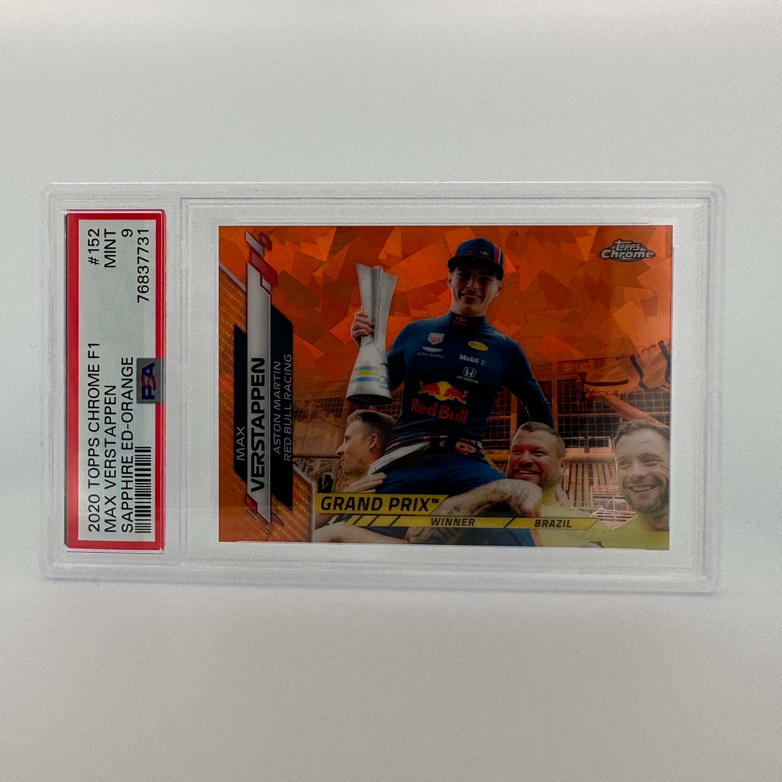 PSA 9 Graded 20/25 MAX VERSTAPPEN #152 Sapphire Edition Orange - Rare Collectible Trading Card for F1 Fans & Sports Memorabilia Collectors - Perfect for Display, Investment, and Racing Enthusiasts