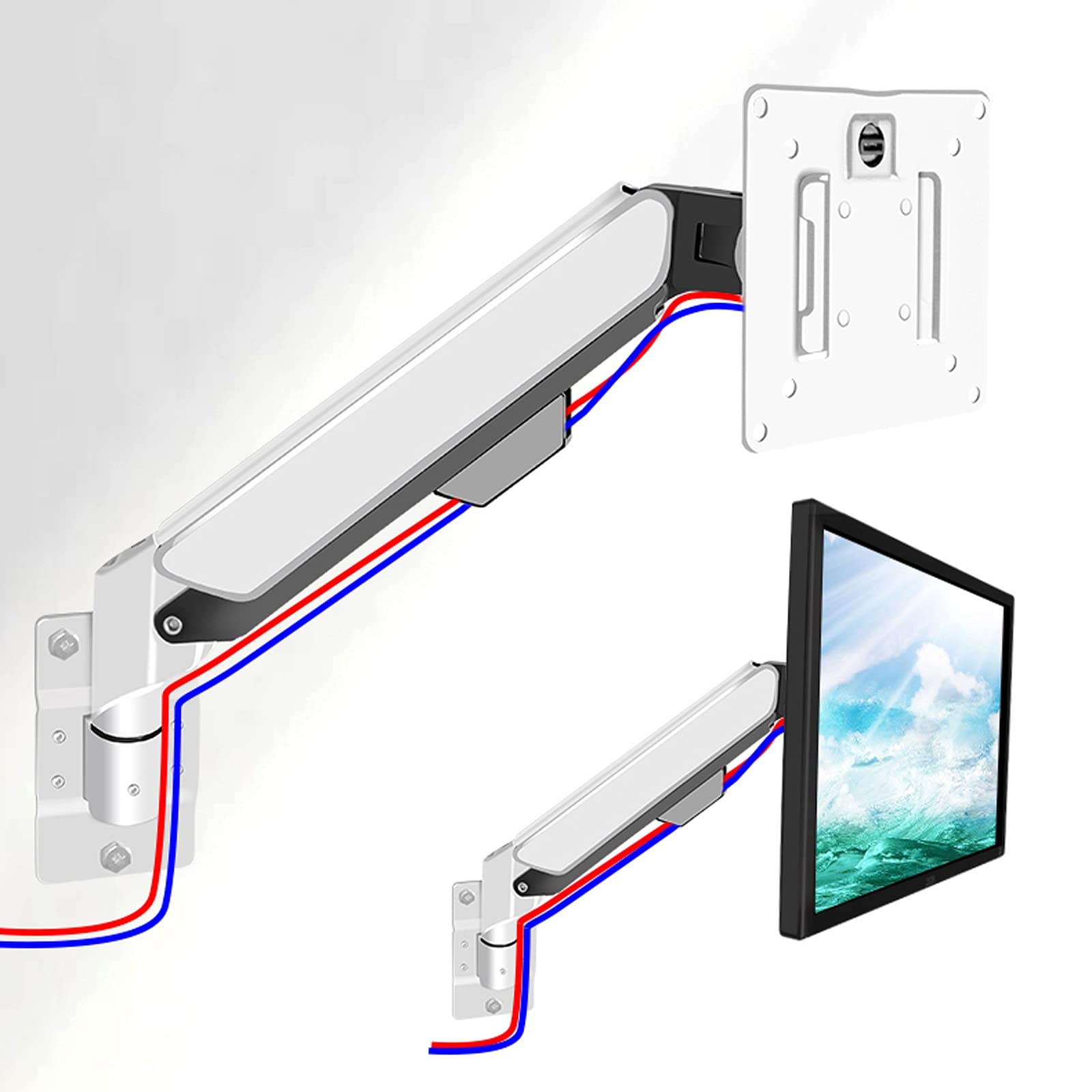 Adjustable Gas Spring Monitor Arm Stand - Single Arm Desk Mount for 10