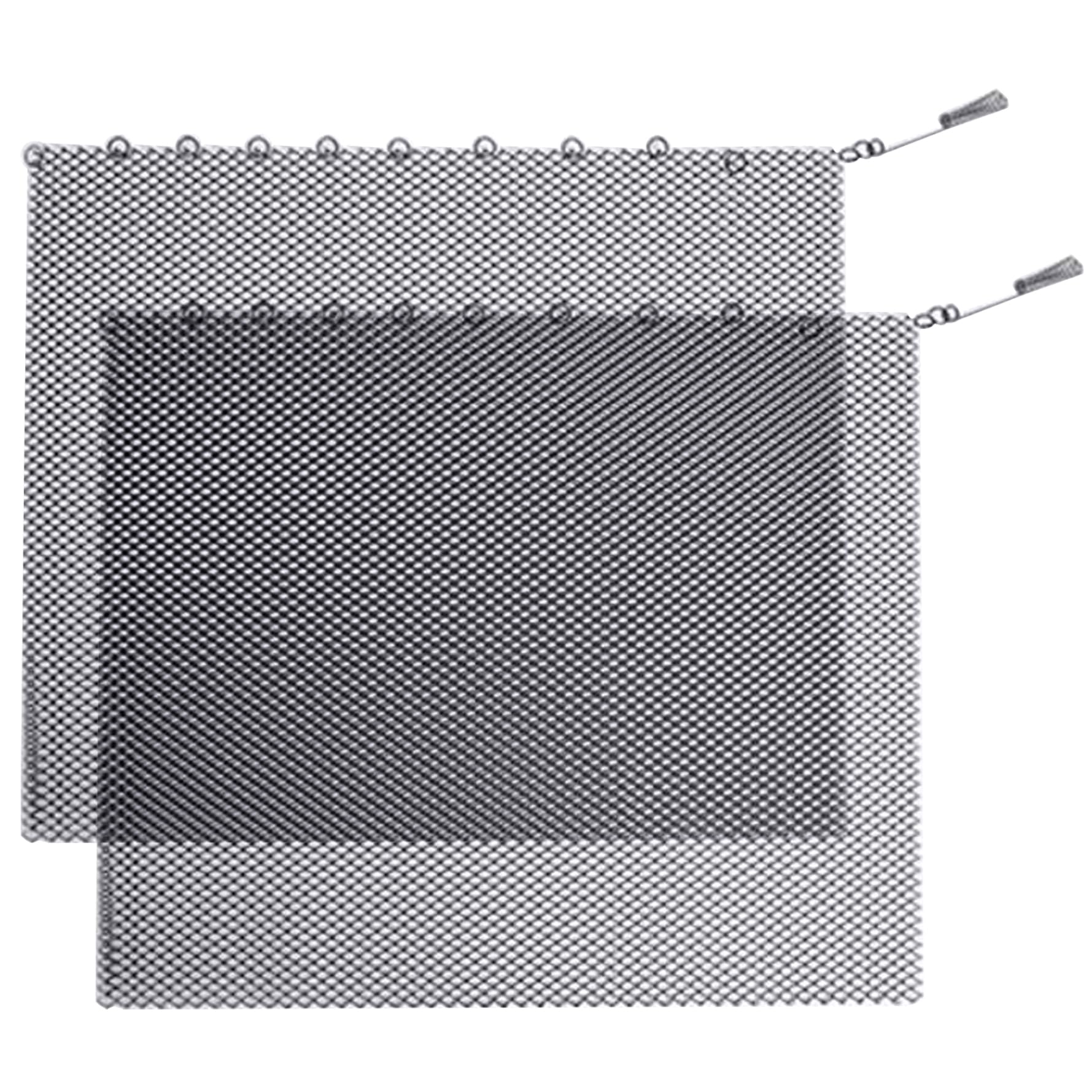 Fireplace Mesh Screen Curtain with Pulls - 1 Pair Spark Guard, Heat & Rust Resistant, 24x18 Inches - Perfect for Fireplace Safety & Home Protection During Winter Nights