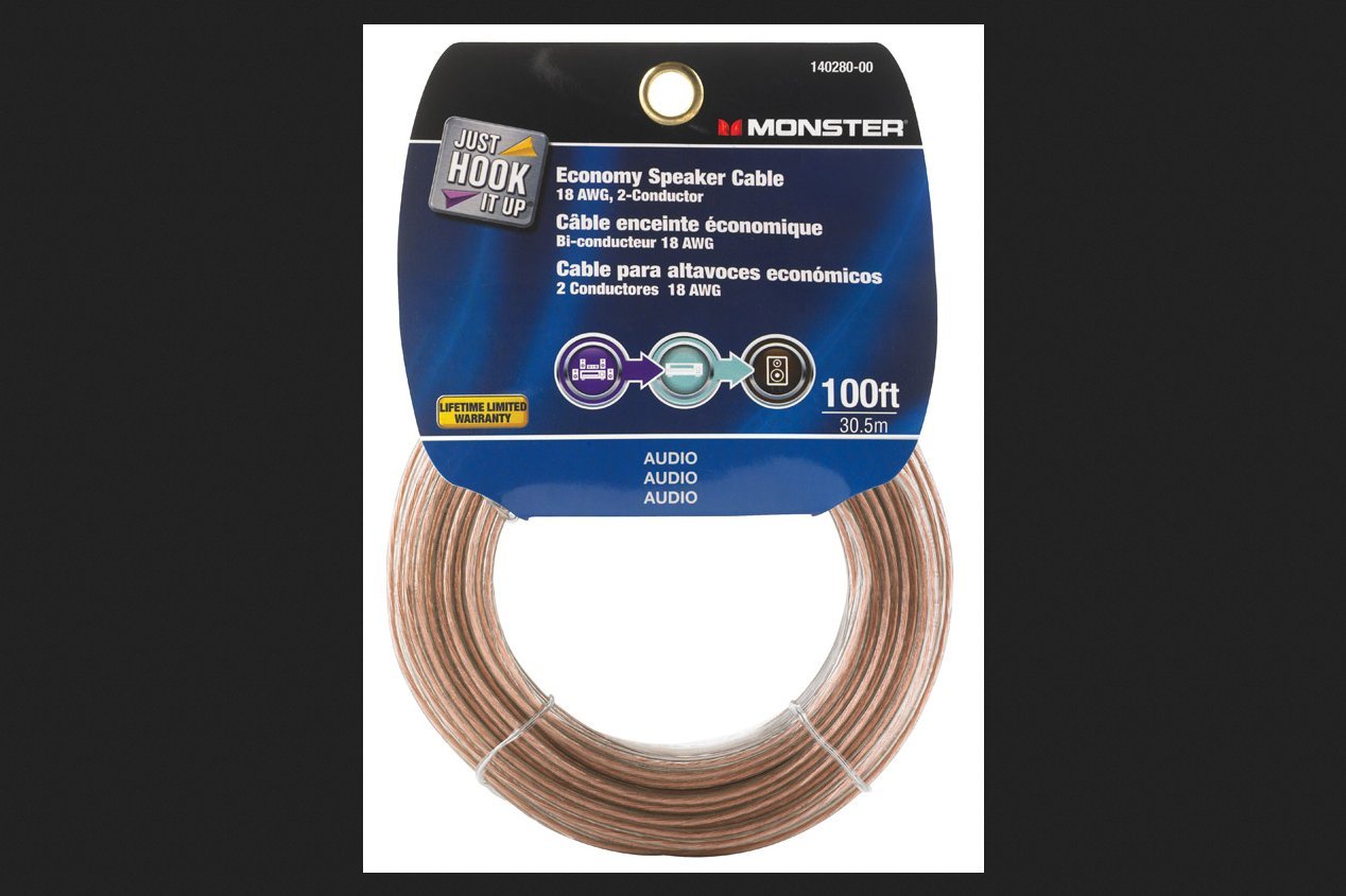 Monster Cable Speaker Wire Economy Grade 100' Bulk - High Quality Audio Cable for Home Theater, Surround Sound Systems & Professional Audio Setups