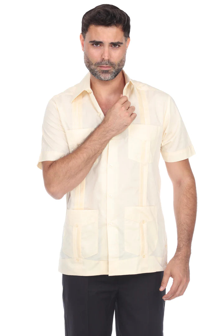 Men's Guayabera Shirt - Classic Cuban Style Short Sleeve Button Down (1673) | Perfect for Summer Weddings, Beach Vacations & Casual Wear