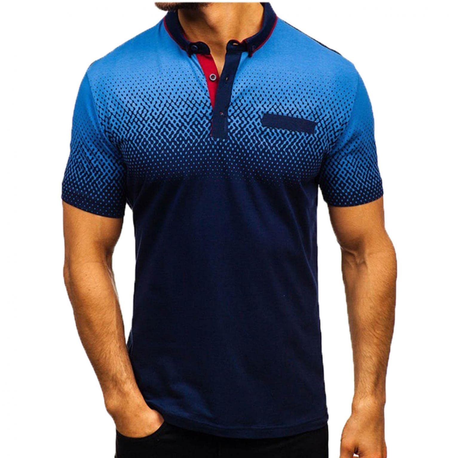 Men's Polo T-Shirts - Casual Crew Neck Short Sleeve Henley Shirts for Workout & Gym | Comfortable Breathable Tees for Everyday Wear, Sports & Outdoor Activities