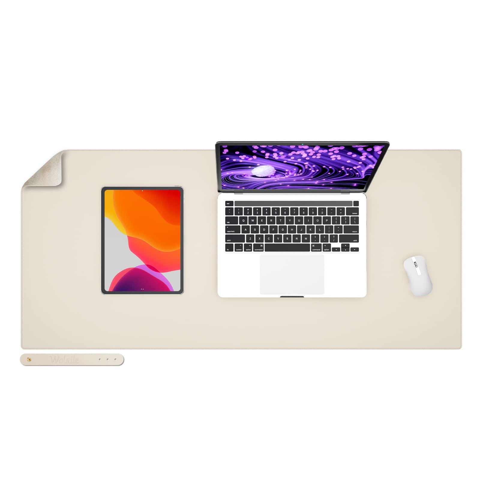 Premium Leather Desk Pad Blotter - 36x17 Inch Large Keyboard Mouse Mat, Waterproof Non-Slip Writing Surface & Computer Desk Protector for Office & Home (Ivory White) | Perfect for Workstations, Gaming Setups & Home Offices