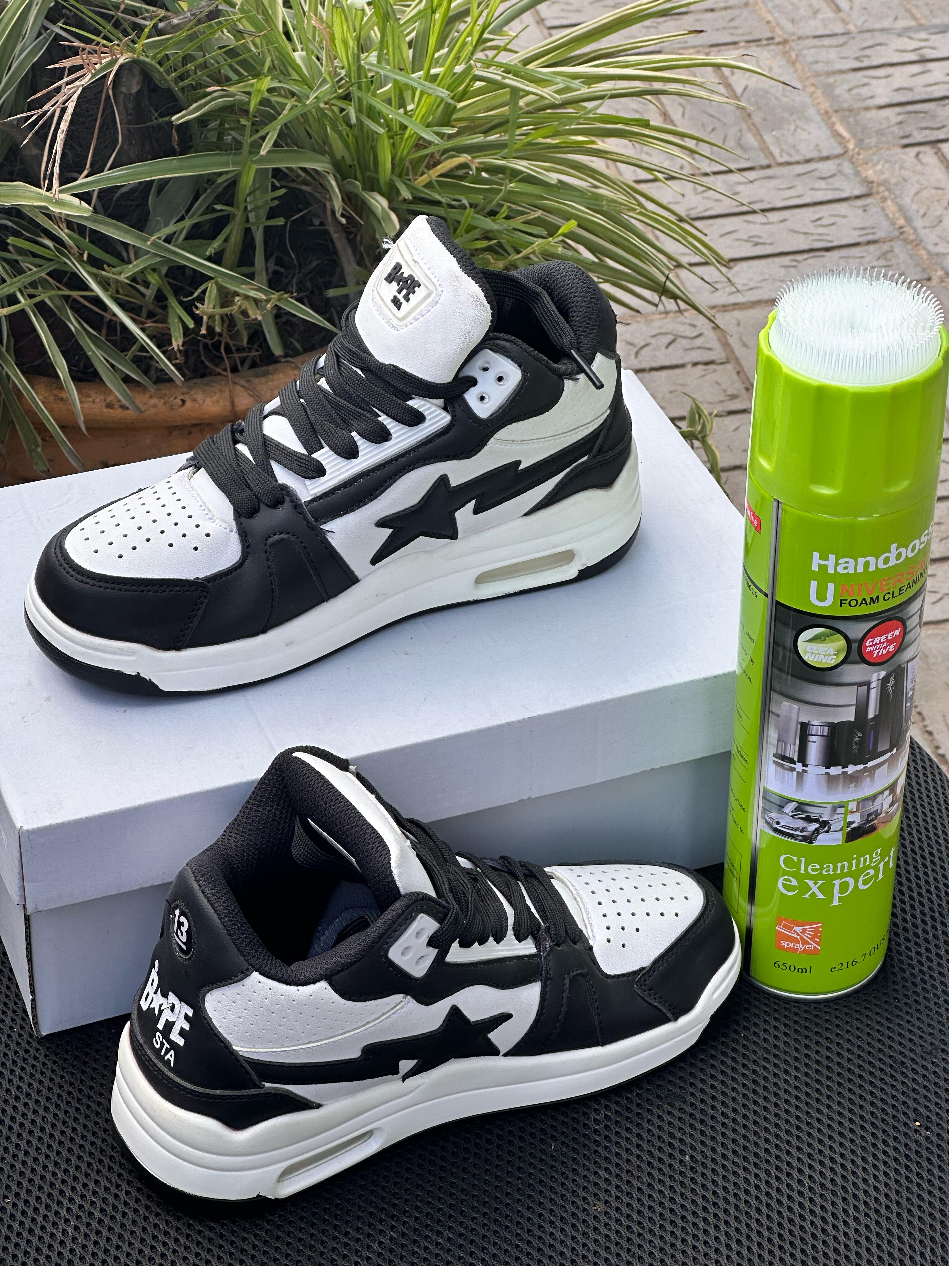 Bape Sta High Top Sneakers - Black & White Streetwear Shoes for Men | Casual Wear, Hip-Hop Fashion & Urban Style