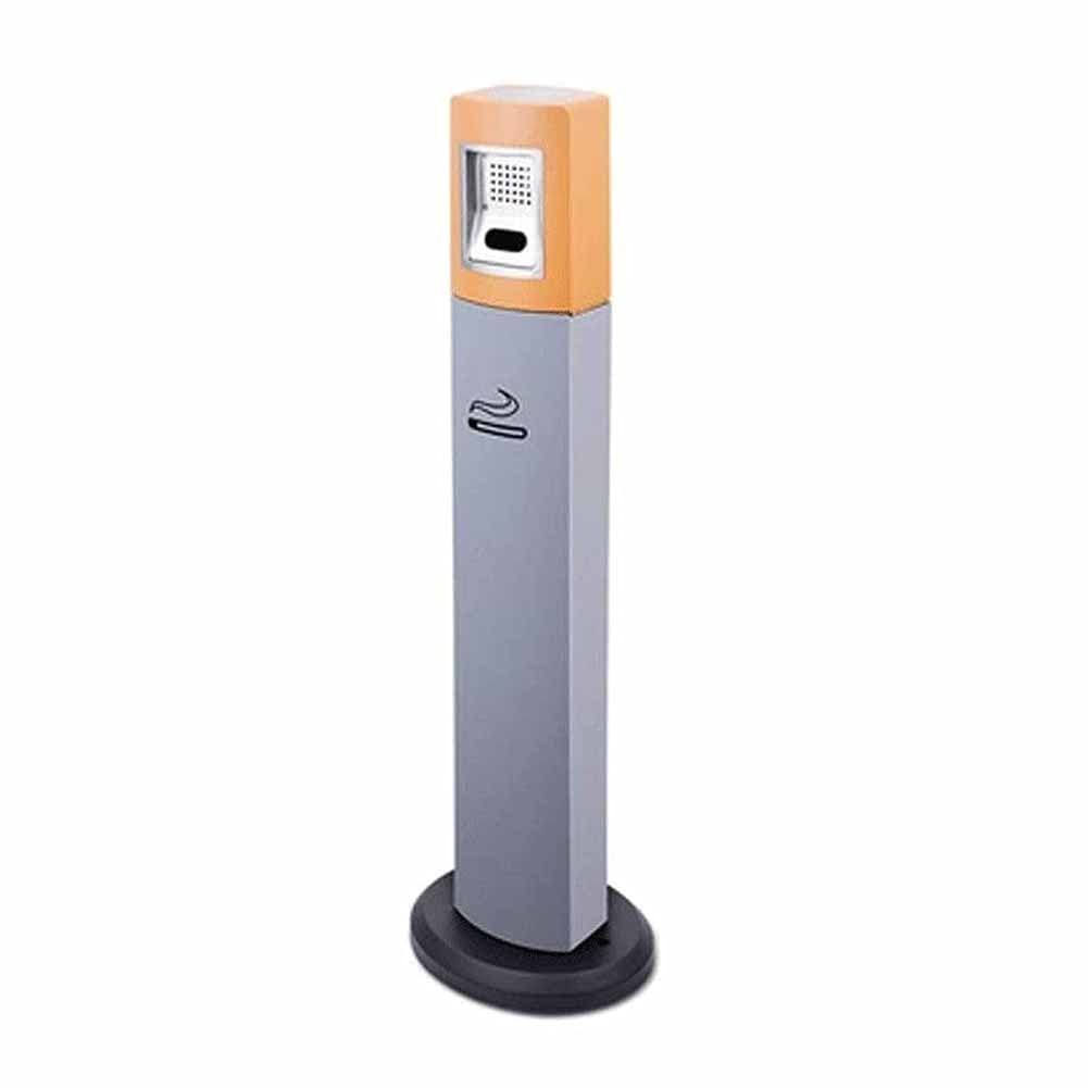 XJJUN Windproof Outdoor Floor Ashtray - Stainless Steel Vertical Cigarette Butt Collector Post for Hotel, Garden, Patio (30x24x109cm, Yellow) | Durable Smoking Station for Restaurants, Parks & Public Areas