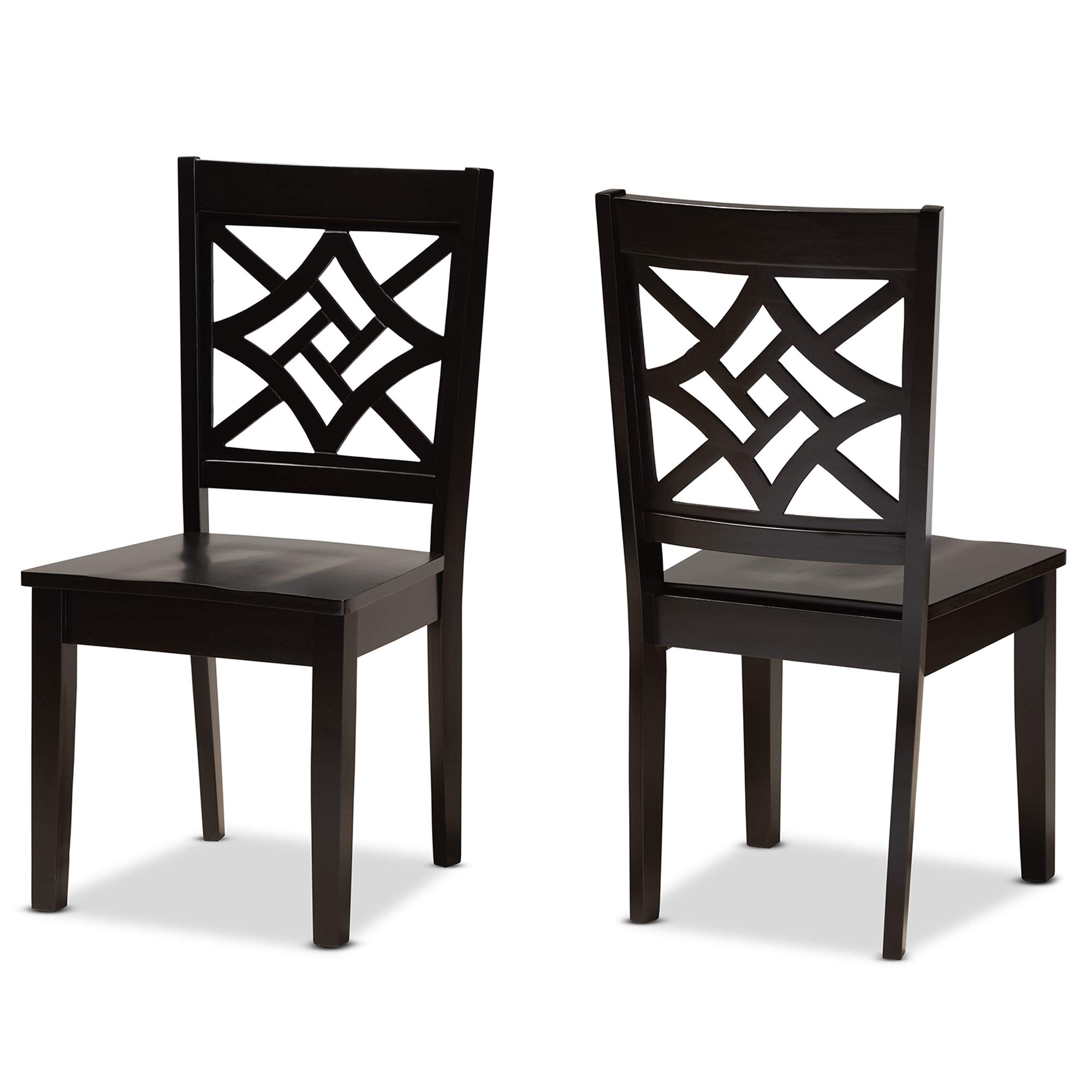 Baxton Studio Nicolette 2-Piece Dark Brown Wood Dining Chair Set - Perfect for Kitchen, Dining Room & Breakfast Nook
