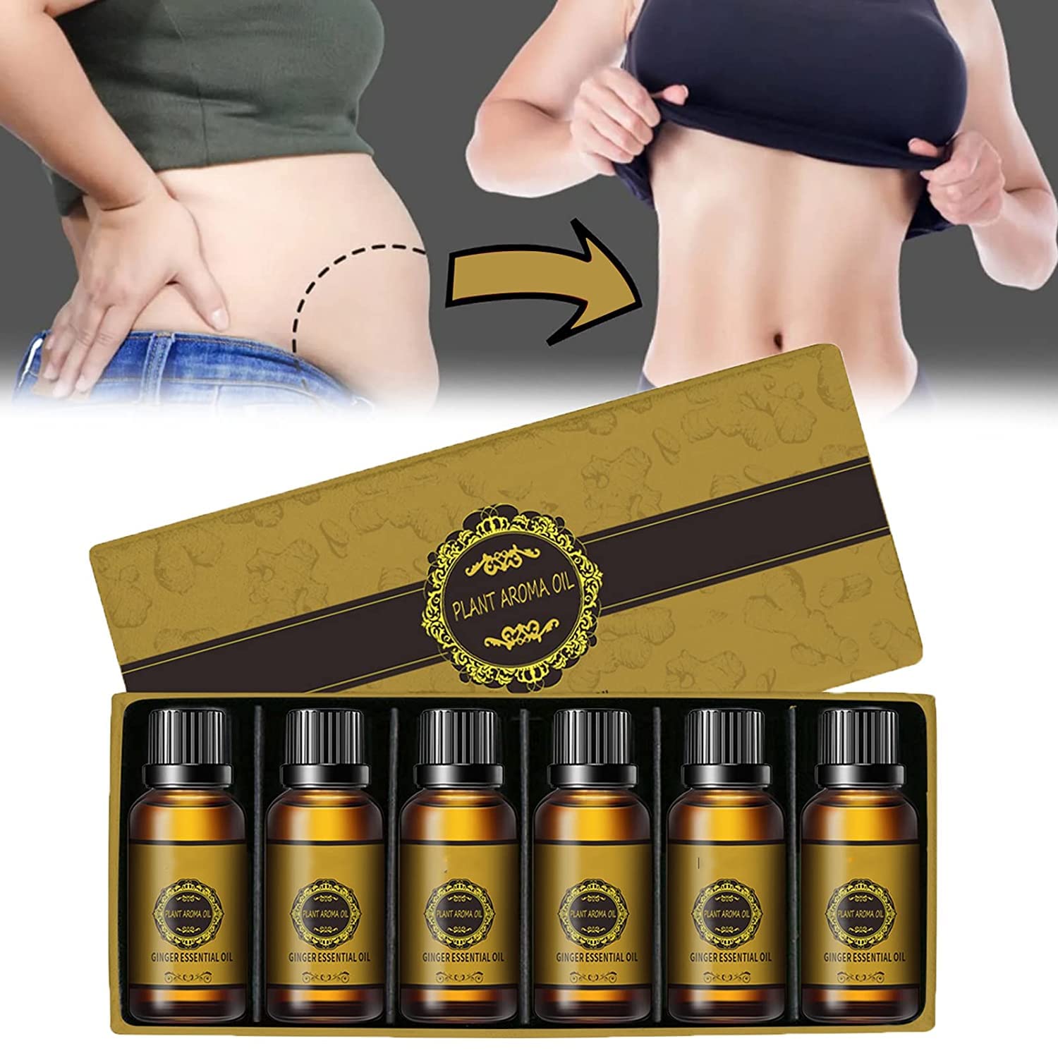 Best Slimming Ginger Oil for Belly Fat & Cellulite - Natural Detox & Lymphatic Drainage Massage Oil for Stomach - Anti-Inflammatory & Pain Relief - Perfect for Post-Workout Recovery & Spa Relaxation