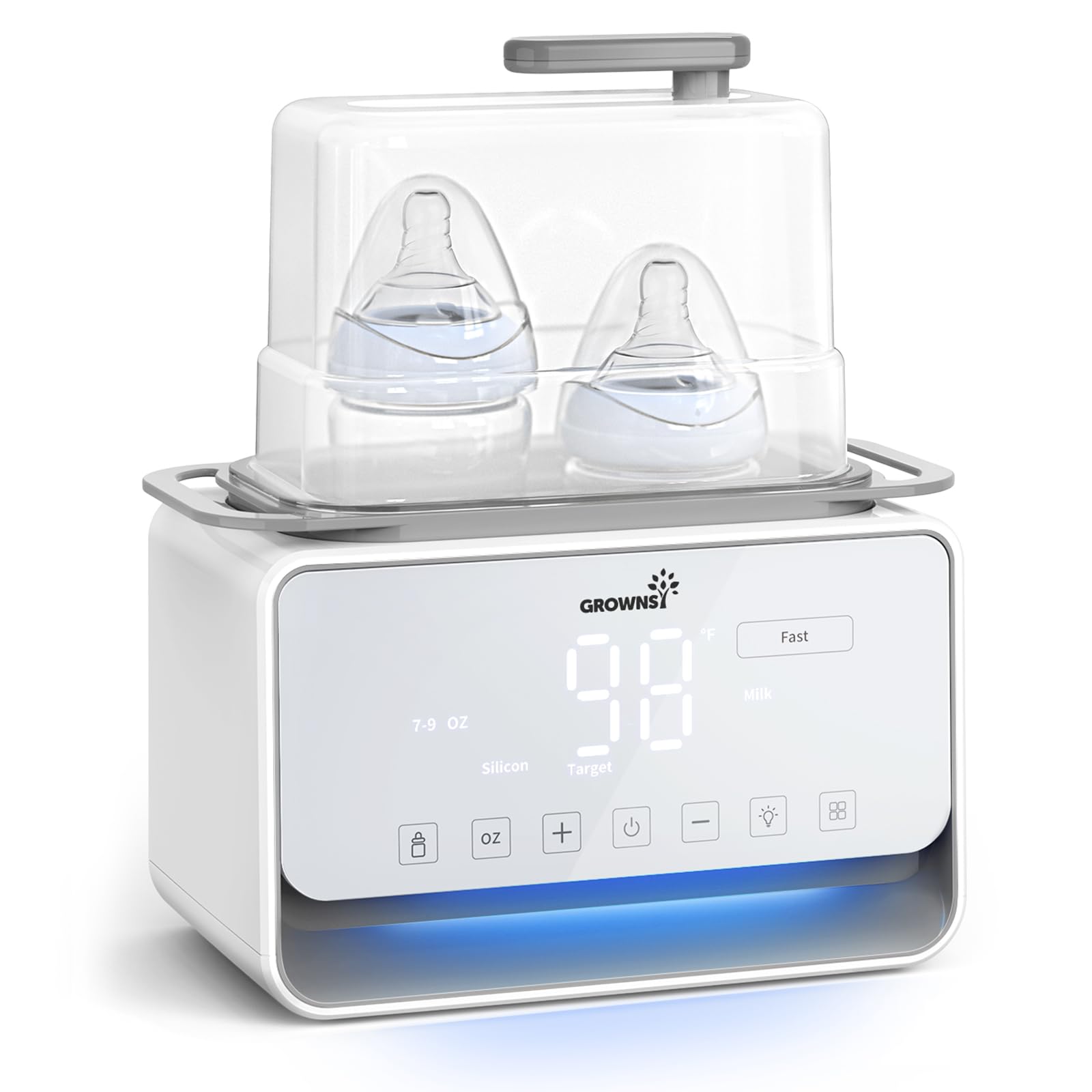 GROWSNY 12-in-1 Fast Baby Bottle Warmer with Steam & Water Bath Modes - Breast Milk Bottle Warmer, Formula Warmer, Food Heater, Egg Boiler & Sterilizer for Newborns - Perfect for Nursery, Travel & Home Use