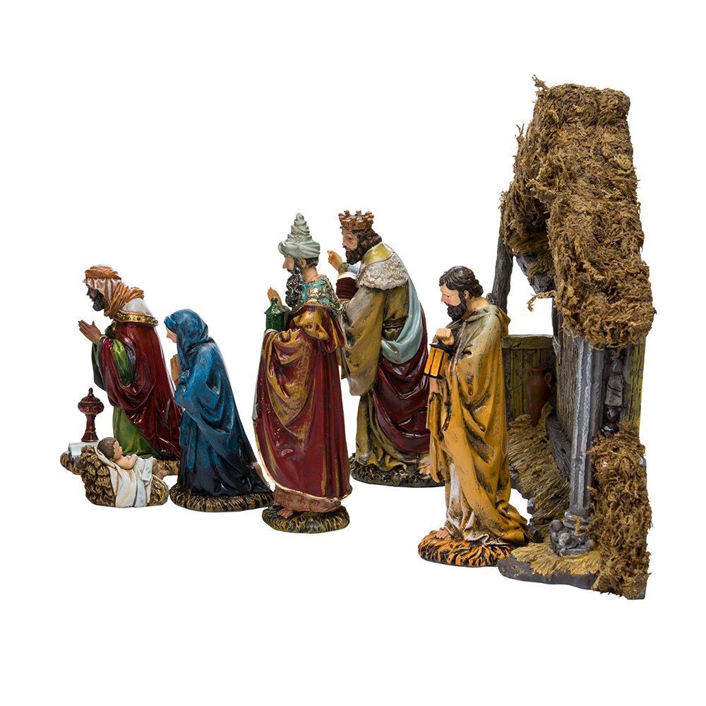 Kurt Adler 6-Inch Resin Nativity Set of 7 Pieces - Christmas Home Decor, Holiday Tabletop Display, Religious Figurines for Mantel & Shelf Decoration