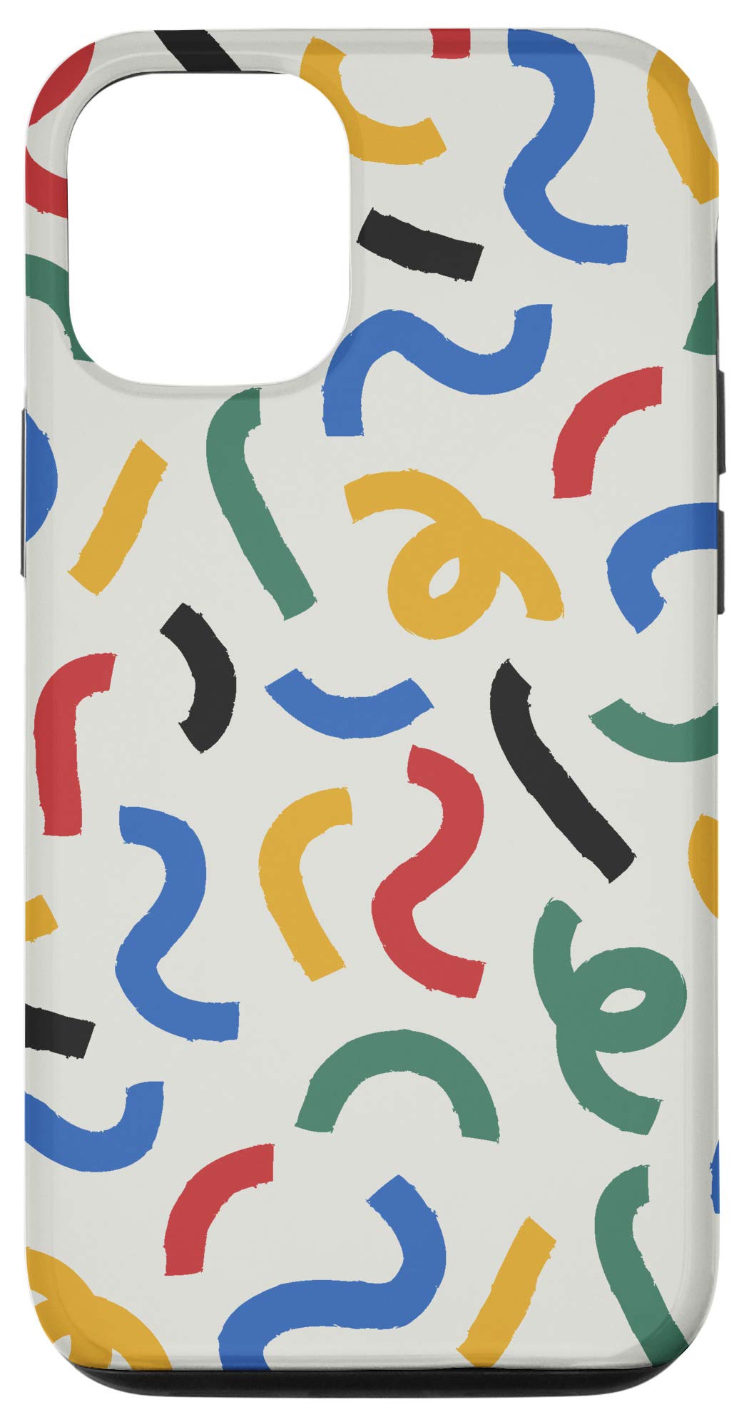 iPhone 12/12 Pro Case - Colorful 90s 80s Retro Abstract Squiggles Design by LushiMama | Trendy Protective Cover for Everyday Use, Work & Travel