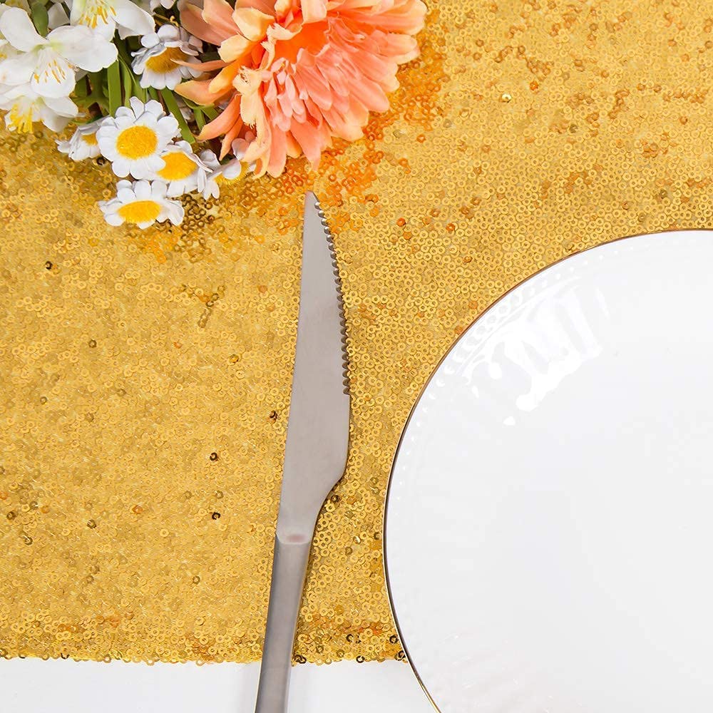 6 Pack Gold Sequin Table Runner 12