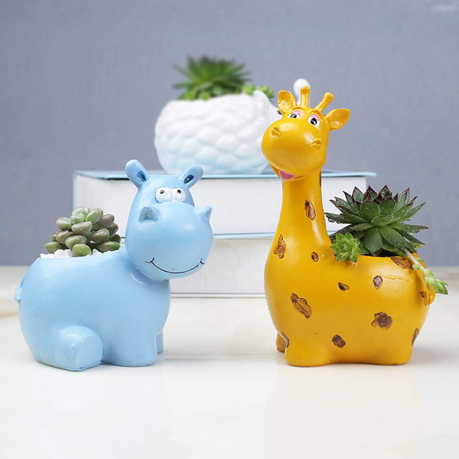Handmade Mini Giraffe Resin Flower Pot - Creative Succulent Planter, Cactus Bonsai Container, Small Desk Decor (Yellow) | Perfect for Home Office Decor, Windowsill Gardens & Gift Ideas