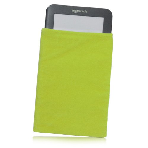 Premium Velvet Pouch Case for Kindle 3rd Generation (2010) - Soft Velour Fabric Sleeve with Drawstring Closure - Bold Orange - Perfect for Travel, Reading & Device Protection