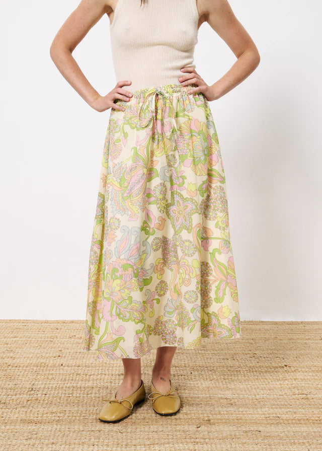 Indrany Women's Midi Skirt - Flowy A-Line Skirt in Beige & Pastel Colors | Perfect for Office Wear, Casual Outfits & Spring Summer Fashion