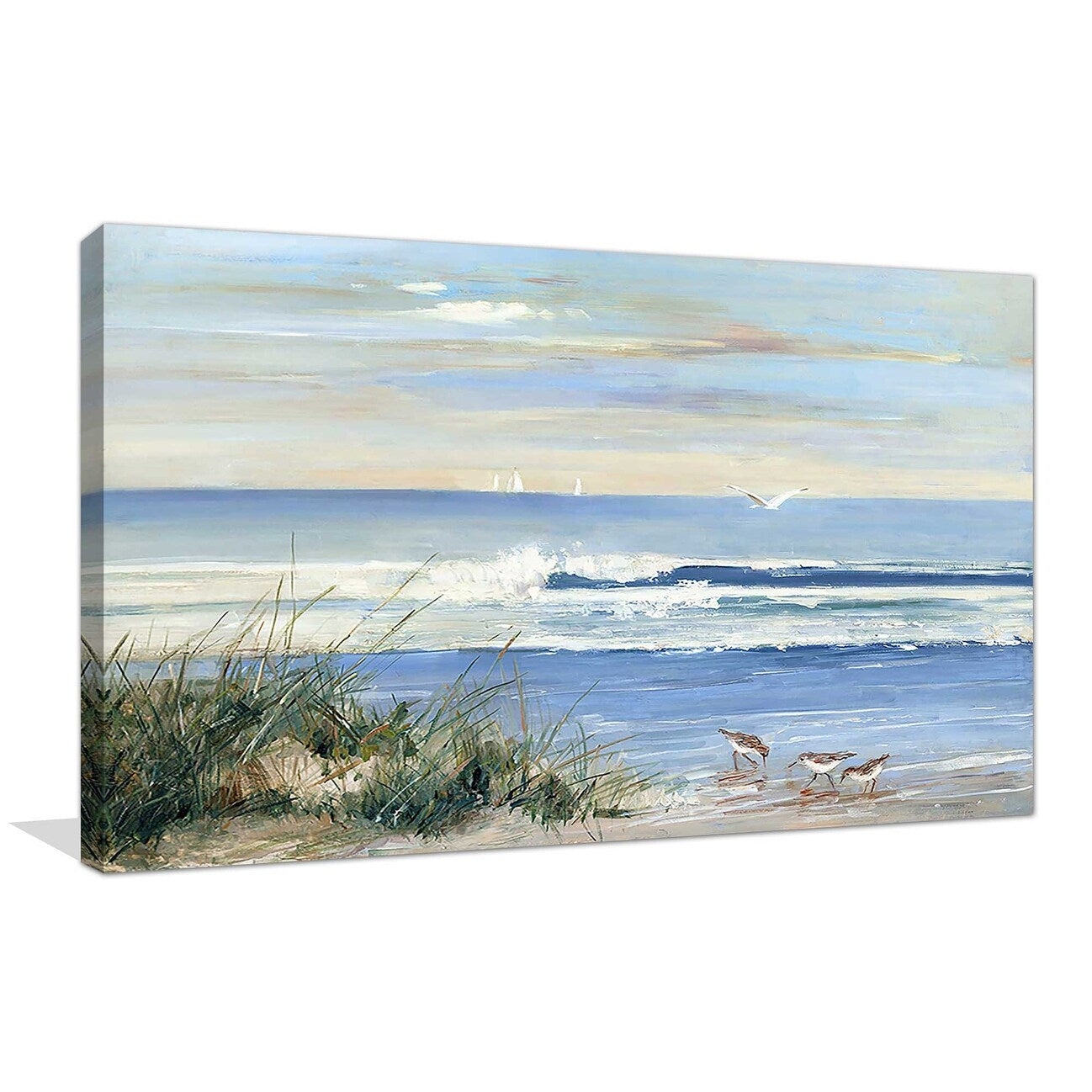 Beach Combers Print on Canvas - Coastal Wall Art for Living Room, Bedroom & Office Decor - Perfect for Beach House, Vacation Home & Nautical Theme