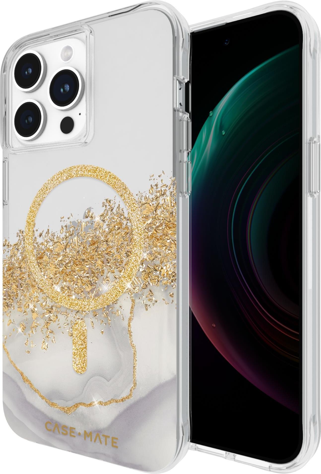 Case Mate Antimicrobial Hardshell Phone Case with MagSafe - Karat Marble Design for iPhone 15 Pro Max | Protective Cover for Everyday Use & Travel