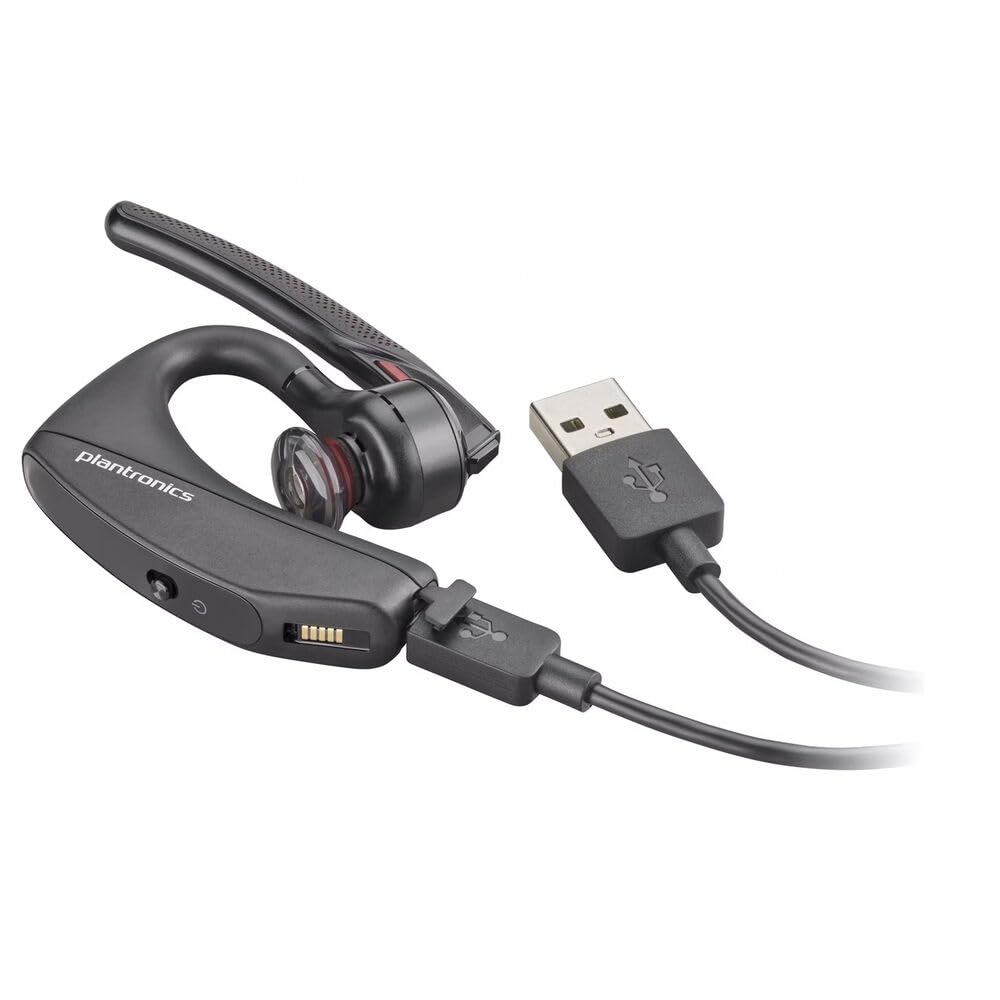 Poly Voyager 5200 UC Bluetooth Headset (7K2F3AA) with Premium Bundle - Includes Goby Labs Headphone Cleaner, Microfiber Cloth, 3-Size Ear Tips, Charging Case & USB Cable | Noise Cancelling Wireless Headphones for Office, Remote Work & Video Conferencing