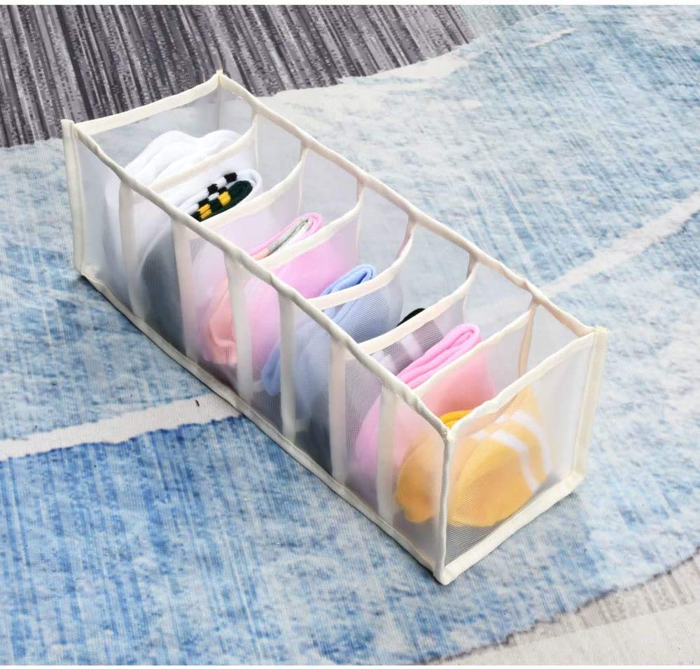 BEDAZE 3 Pack Underwear Organizer Drawer Divider - Foldable Closet Storage Box for Socks, Bras & Underwear | Space Saving Home Organization Solution for Bedroom & Dresser