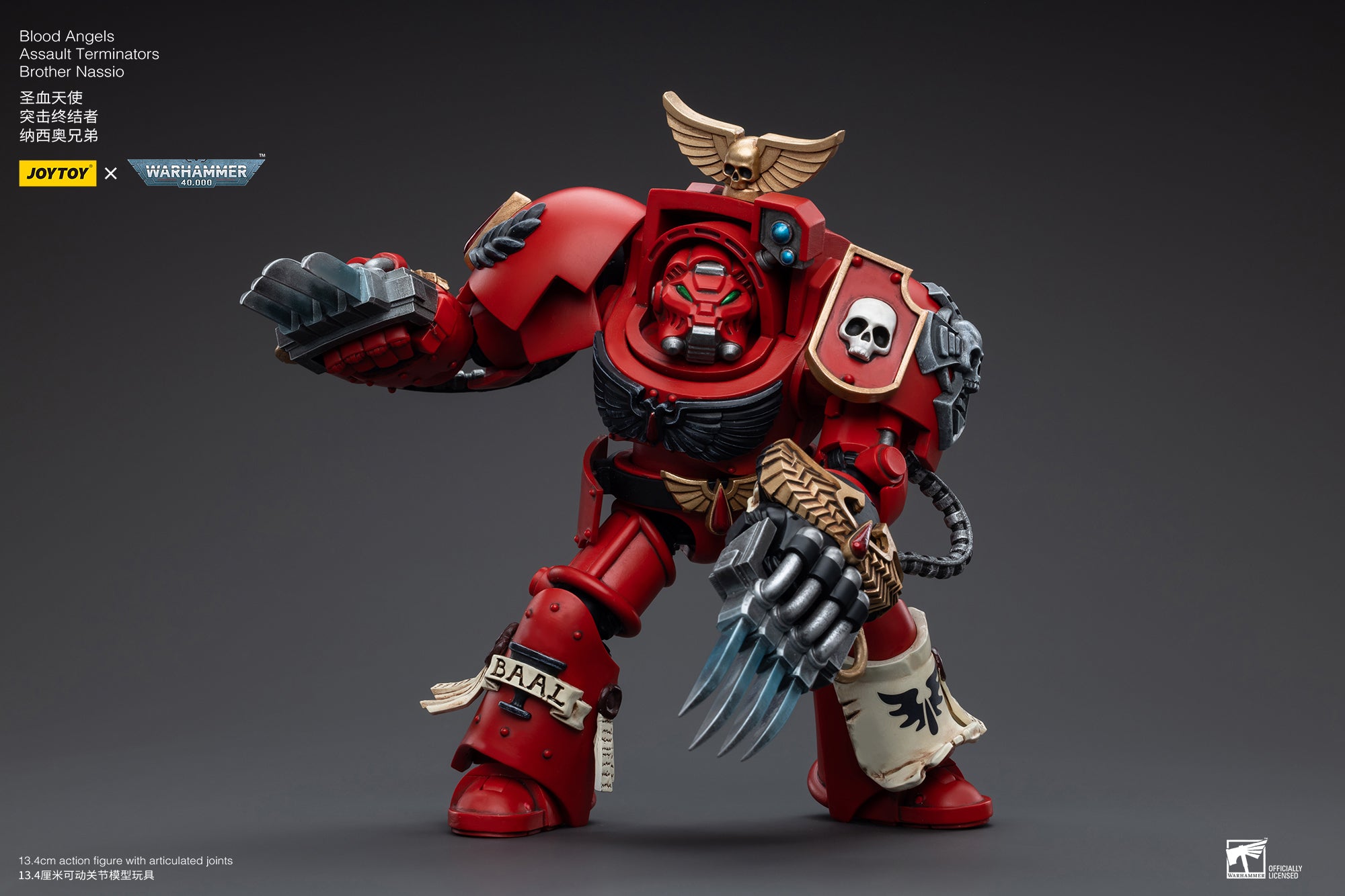 JOYTOY 1/18 Scale Warhammer 40K Blood Angels Assault Terminators Brother Nassio Action Figure - Collectible Miniature for Warhammer Fans, Tabletop Gaming & Display