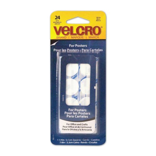VELCRO Removable Poster Hanger Squares & Coins - 24 Pack for Wall Decor, Classroom Displays & Home Organization - Strong Adhesive Hooks for Posters, Photos & Artwork