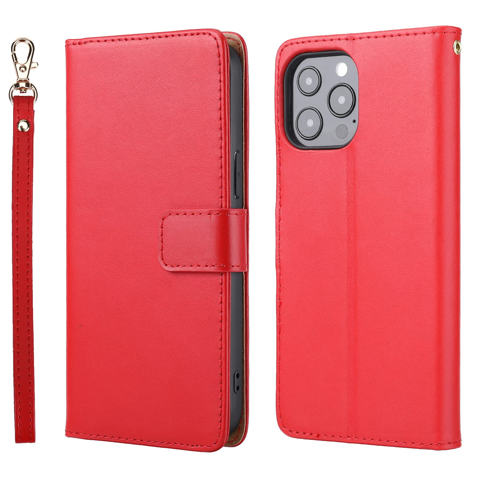 Premium Genuine Leather Flip Wallet Case for iPhone 13 Pro Max (6.7