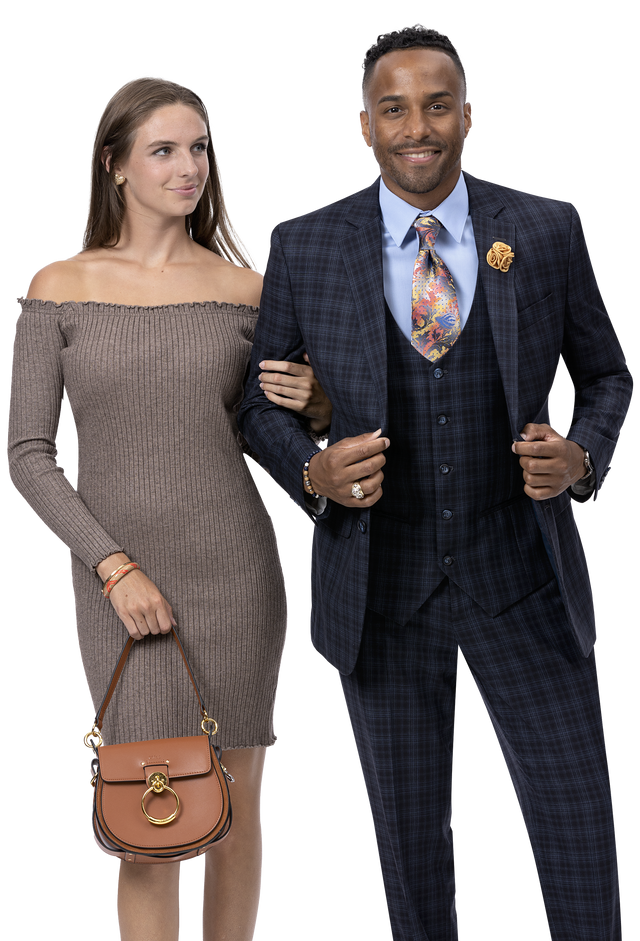 EJ Samuel Men's Black Slim Fit Suit M2778 - Formal Business Attire for Weddings, Interviews & Special Occasions