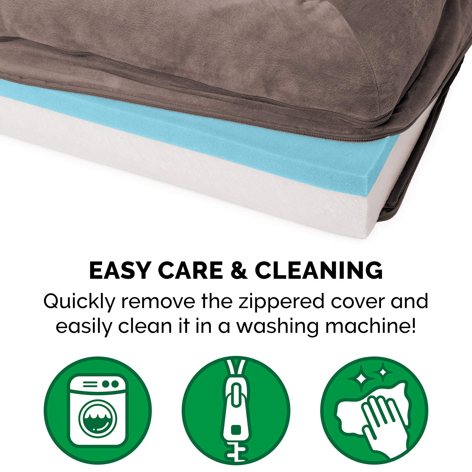 Furhaven Cooling Gel Dog Bed for Large Dogs - Removable Bolsters & Washable Cover - Supports Up to 125 lbs - Faux Fur & Velvet Sofa Style - Driftwood Brown (Jumbo Plus/XXL) - Perfect for Hot Weather & Joint Relief - Ideal for Living Room, Bedroom or Pet-Friendly Spaces