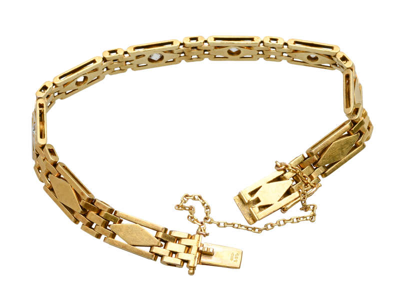 Vintage European Diamond Link Gold Bracelet for Women - Elegant 14K Gold Tennis Bracelet, Perfect for Parties, Weddings & Special Occasions