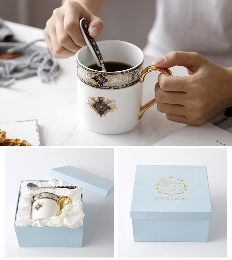 Premium Ceramic Coffee Mug Set - Elegant British Tea Cups with Large Capacity, Royal Bone China Porcelain for Office, Home & Gifts - Perfect for Tea, Coffee & Hot Beverages