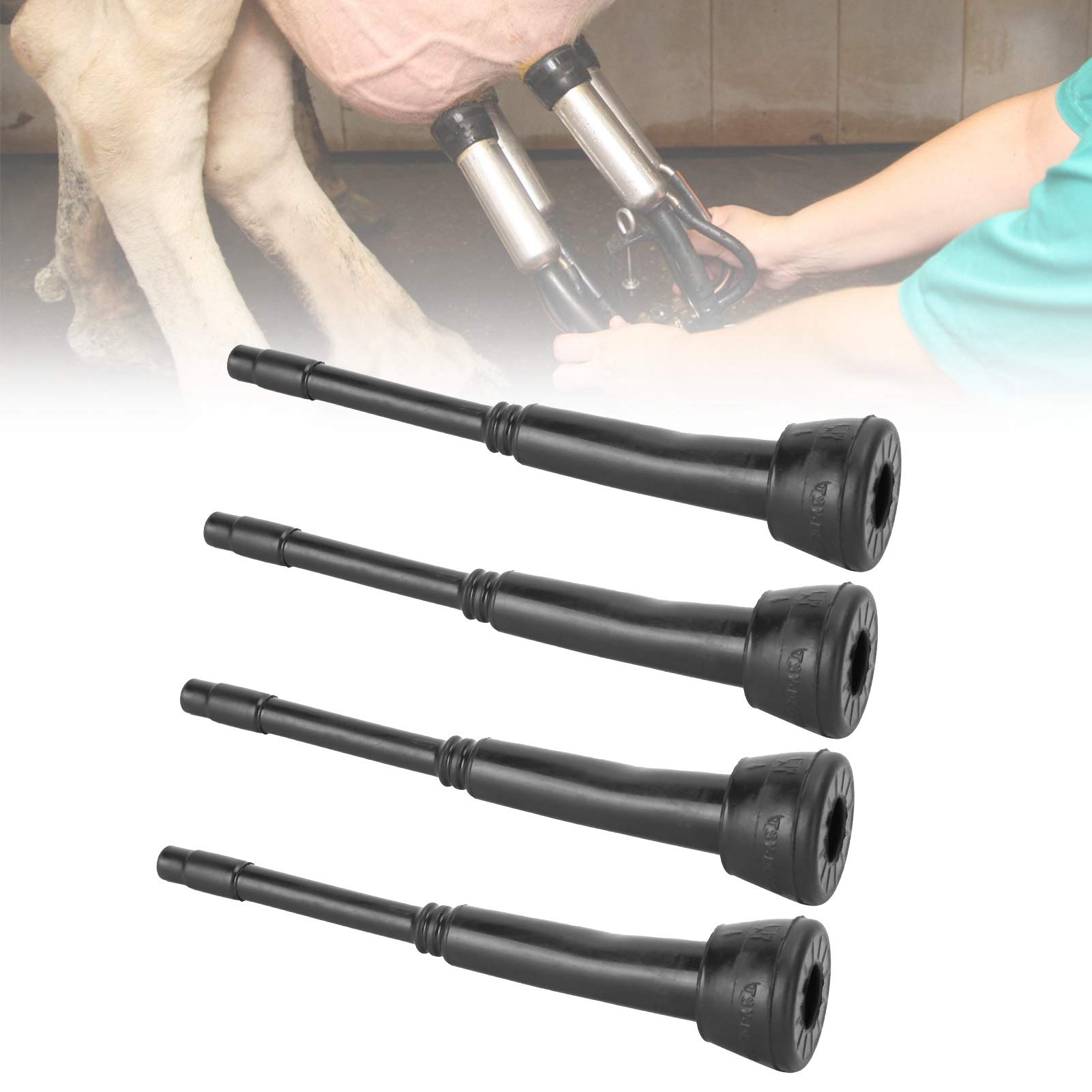Yosoo 4PCS 00U Black Rubber Milking Machine Liners & Teat Cup - Replacement Accessories for Goat Milker - Durable Dairy Farm Equipment for Goat & Sheep Milking